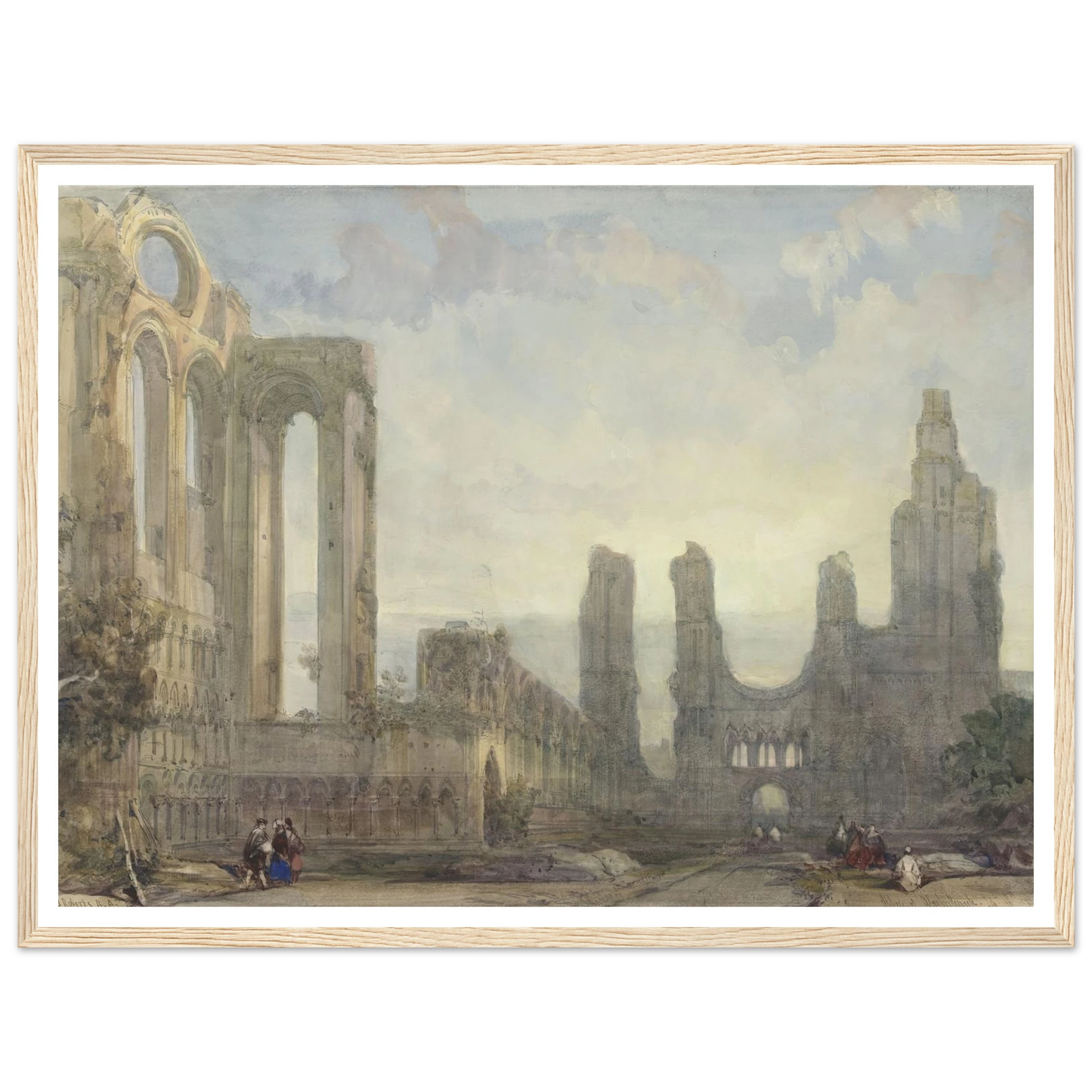 Abdijruïne van Aberbrothwick bij avond (1848) Art Print | David Roberts - Framed Poster - 30x40 cm / 12x16″ - Black frame