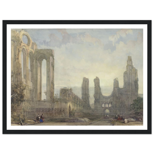 Abdijruïne van Aberbrothwick bij avond (1848) Art Print | David Roberts - Framed Poster - 30x40 cm / 12x16″ - Black frame