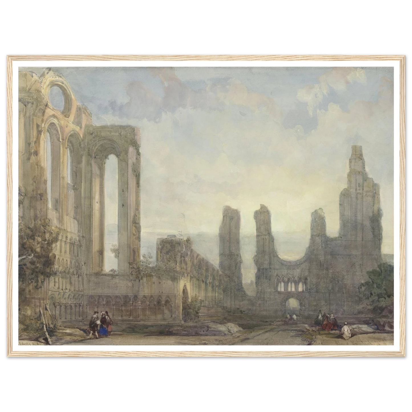 Abdijruïne van Aberbrothwick bij avond (1848) Art Print | David Roberts - Framed Poster - 30x40 cm / 12x16″ - Black frame