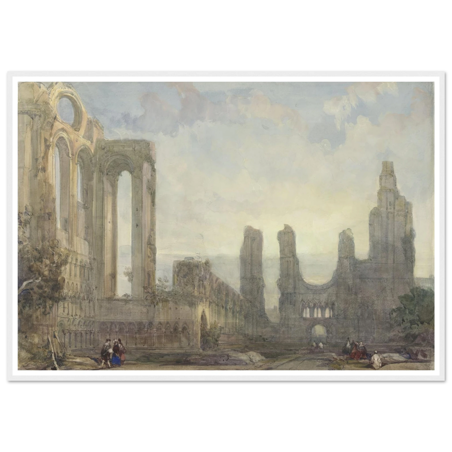 Abdijruïne van Aberbrothwick bij avond (1848) Art Print | David Roberts - Framed Poster - 30x40 cm / 12x16″ - Black frame