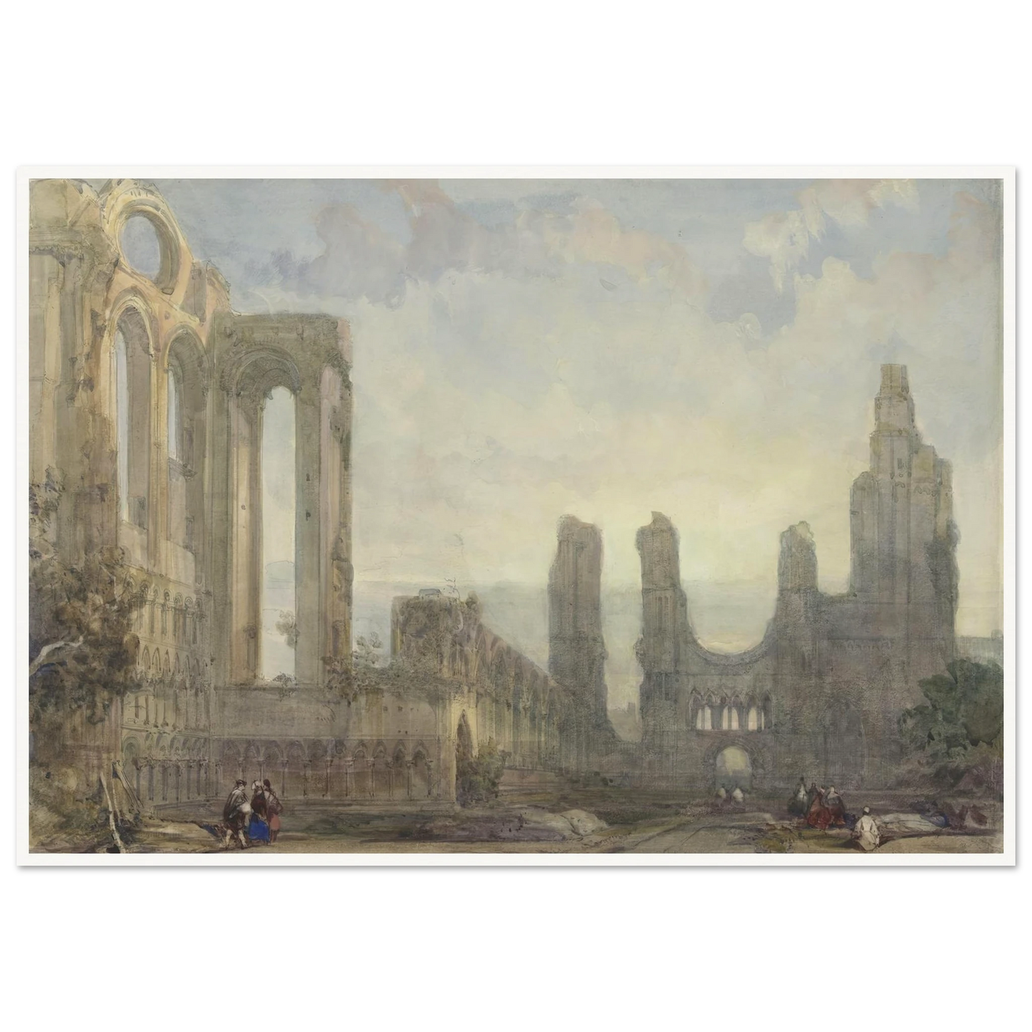 Abdijruïne van Aberbrothwick bij avond (1848) Art Print | David Roberts - Framed Poster - 30x40 cm / 12x16″ - Black frame