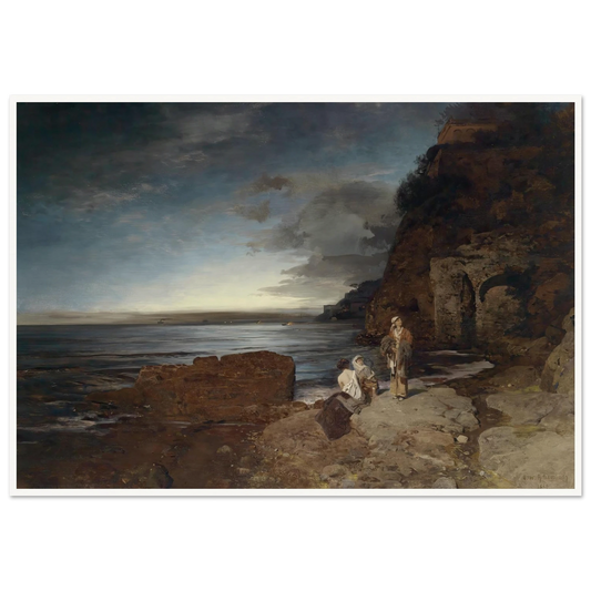 Abend an der Küste (1880) Art Print | Oswald Achenbach - Framed Poster - 30x40 cm / 12x16″ - Black frame