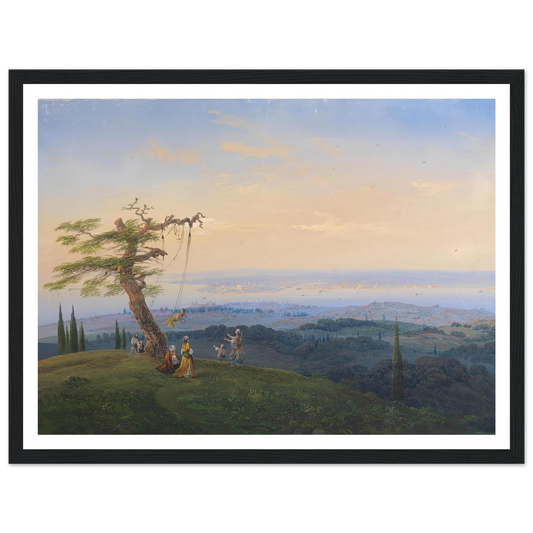 Abendliches Vergnügen vor den Toren Konstantinopels Art Print | Carlo Bossoli - Framed Poster - 30x40 cm / 12x16″ - Black frame