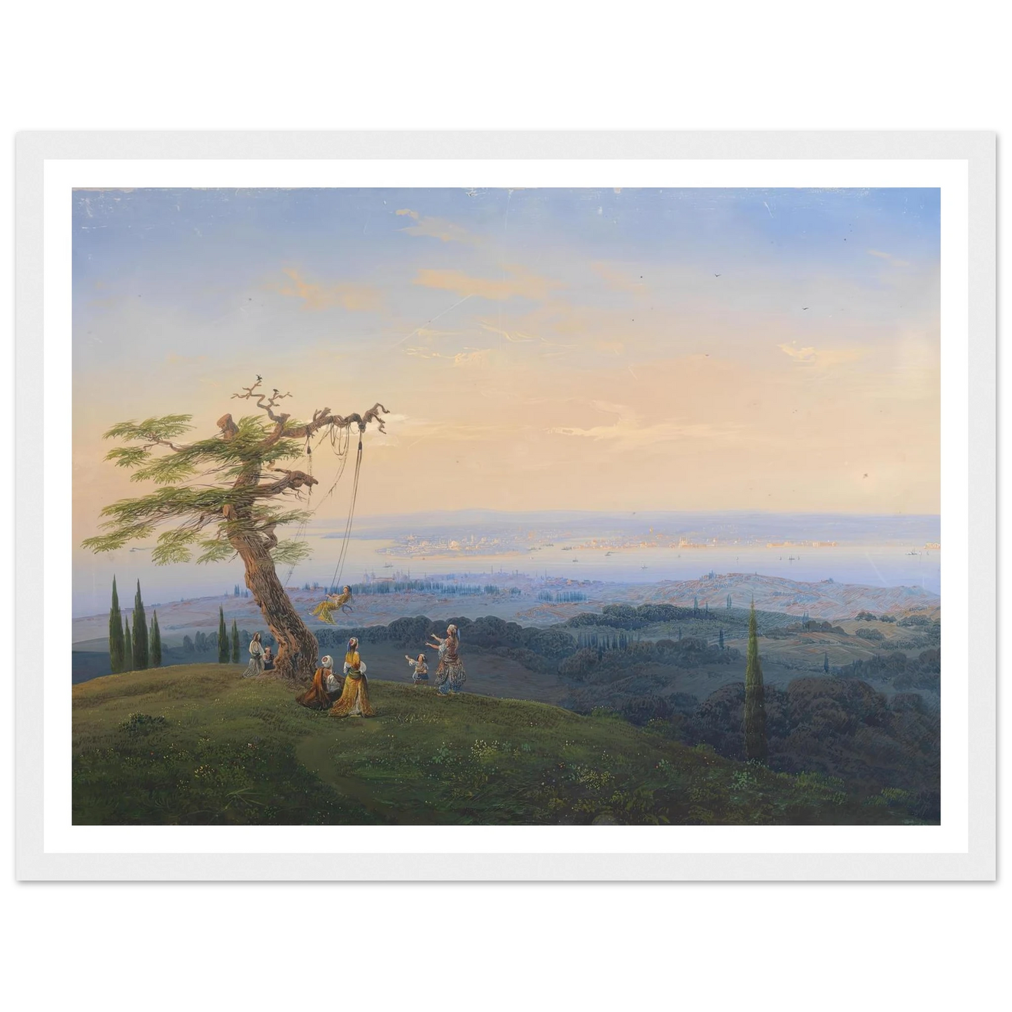 Abendliches Vergnügen vor den Toren Konstantinopels Art Print | Carlo Bossoli - Framed Poster - 30x40 cm / 12x16″ - Black frame