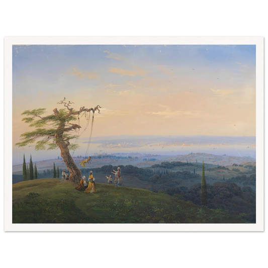 Abendliches Vergnügen vor den Toren Konstantinopels Art Print | Carlo Bossoli - Framed Poster - 30x40 cm / 12x16″ - Black frame