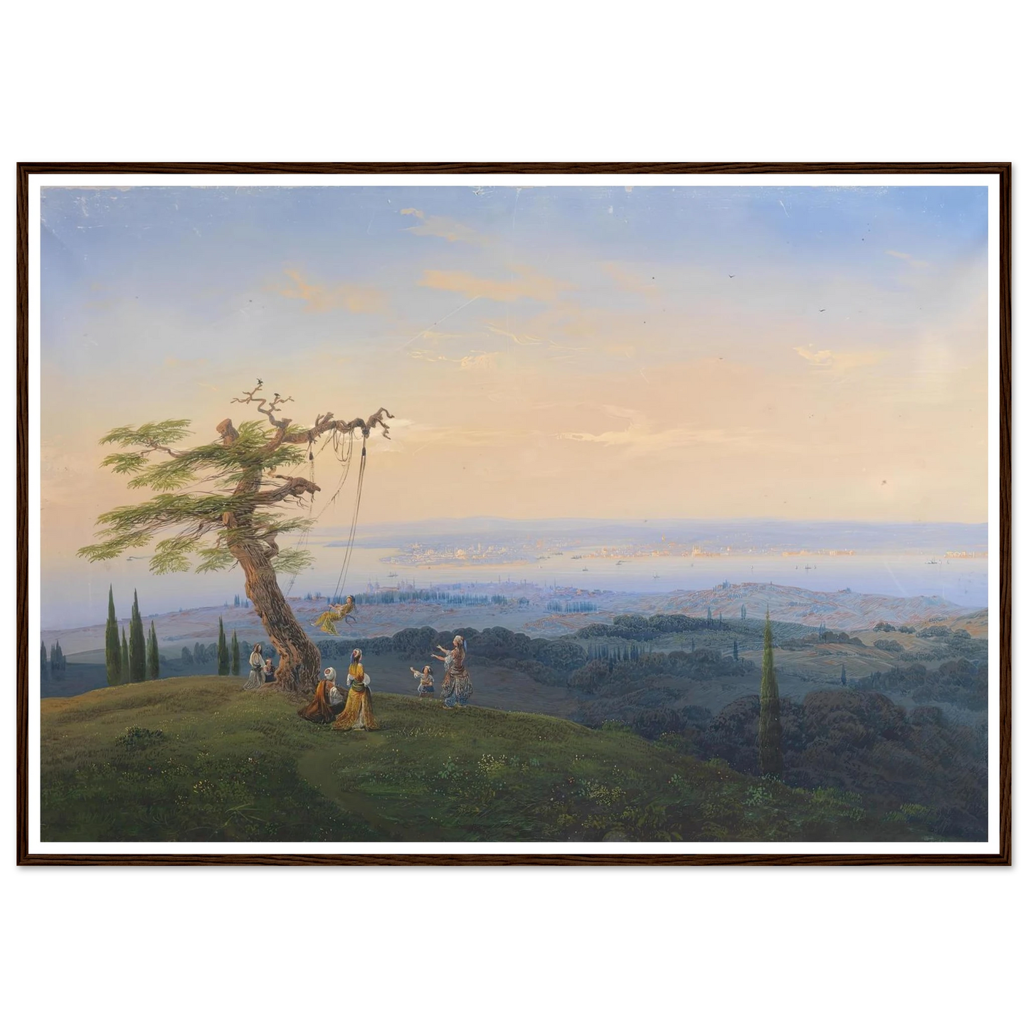 Abendliches Vergnügen vor den Toren Konstantinopels Art Print | Carlo Bossoli - Framed Poster - 30x40 cm / 12x16″ - Black frame