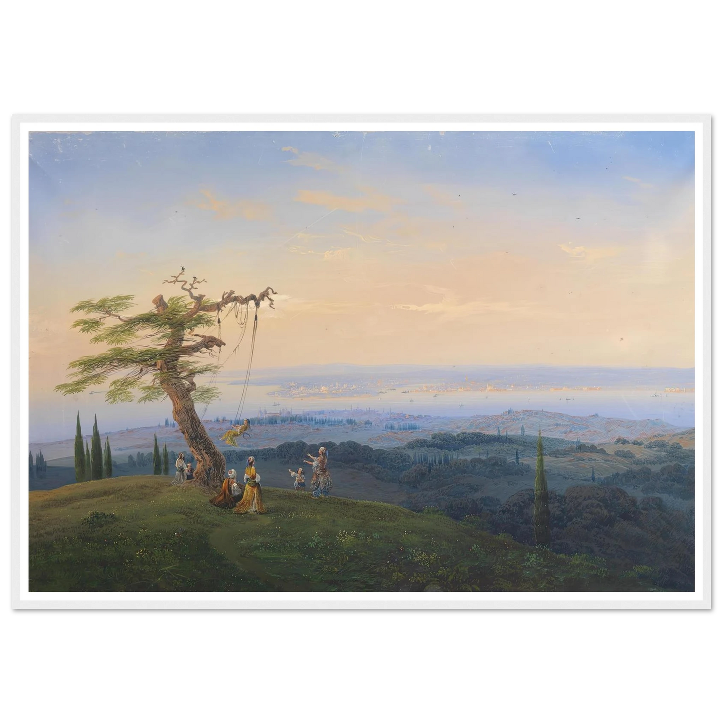 Abendliches Vergnügen vor den Toren Konstantinopels Art Print | Carlo Bossoli - Framed Poster - 30x40 cm / 12x16″ - Black frame