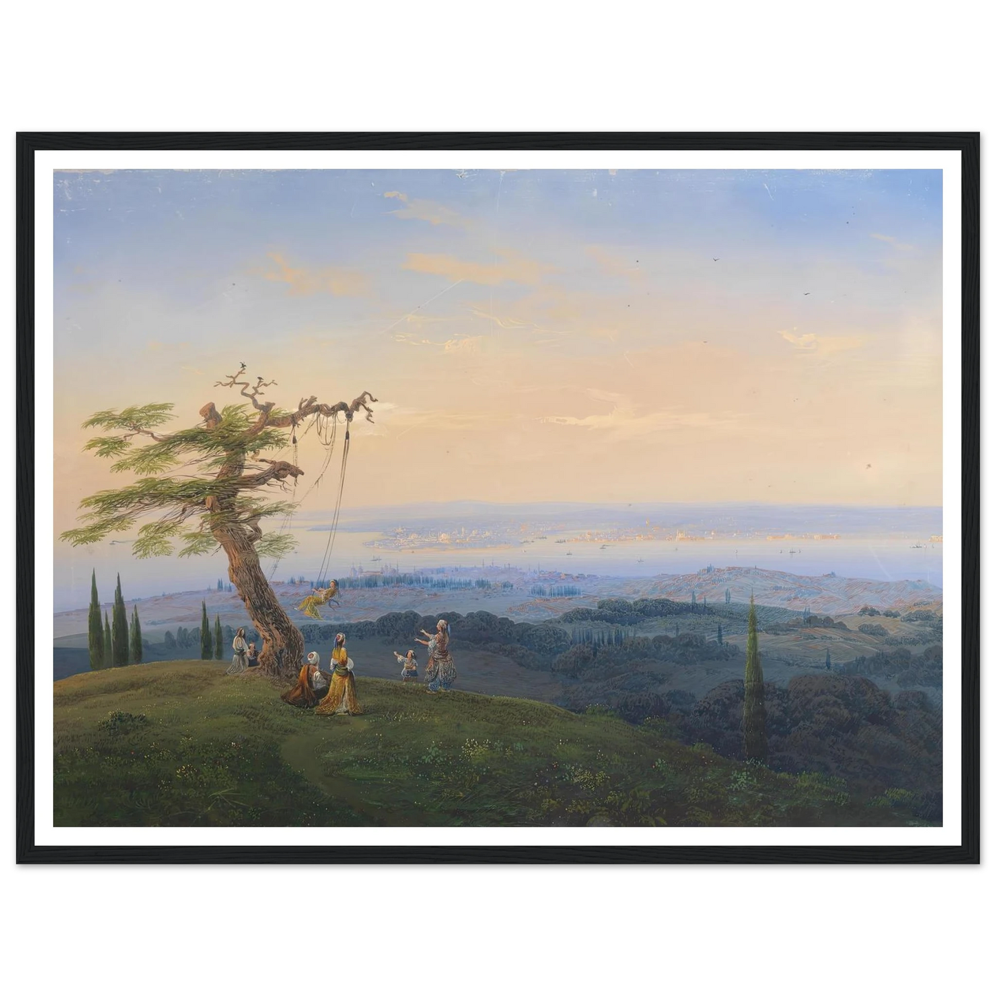 Abendliches Vergnügen vor den Toren Konstantinopels Art Print | Carlo Bossoli - Framed Poster - 30x40 cm / 12x16″ - Black frame