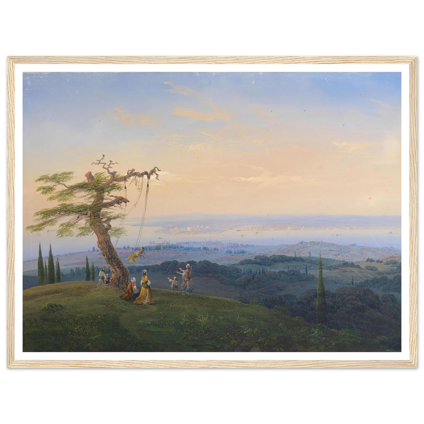 Abendliches Vergnügen vor den Toren Konstantinopels Art Print | Carlo Bossoli - Framed Poster - 30x40 cm / 12x16″ - Black frame