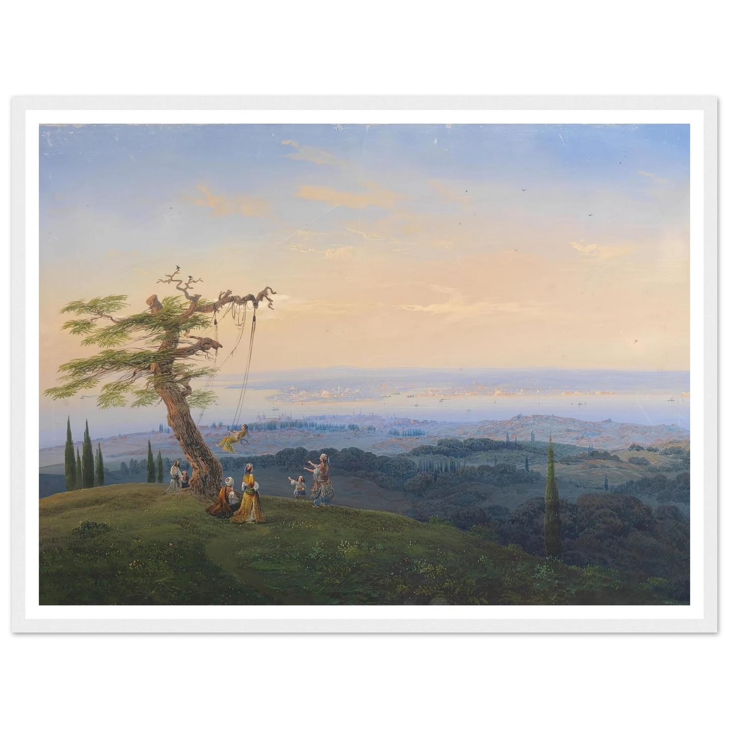 Abendliches Vergnügen vor den Toren Konstantinopels Art Print | Carlo Bossoli - Framed Poster - 30x40 cm / 12x16″ - Black frame