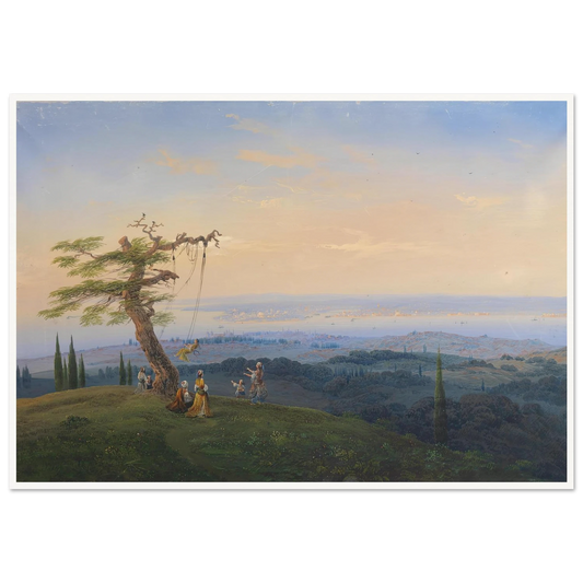 Abendliches Vergnügen vor den Toren Konstantinopels Art Print | Carlo Bossoli - Framed Poster - 30x40 cm / 12x16″ - Black frame