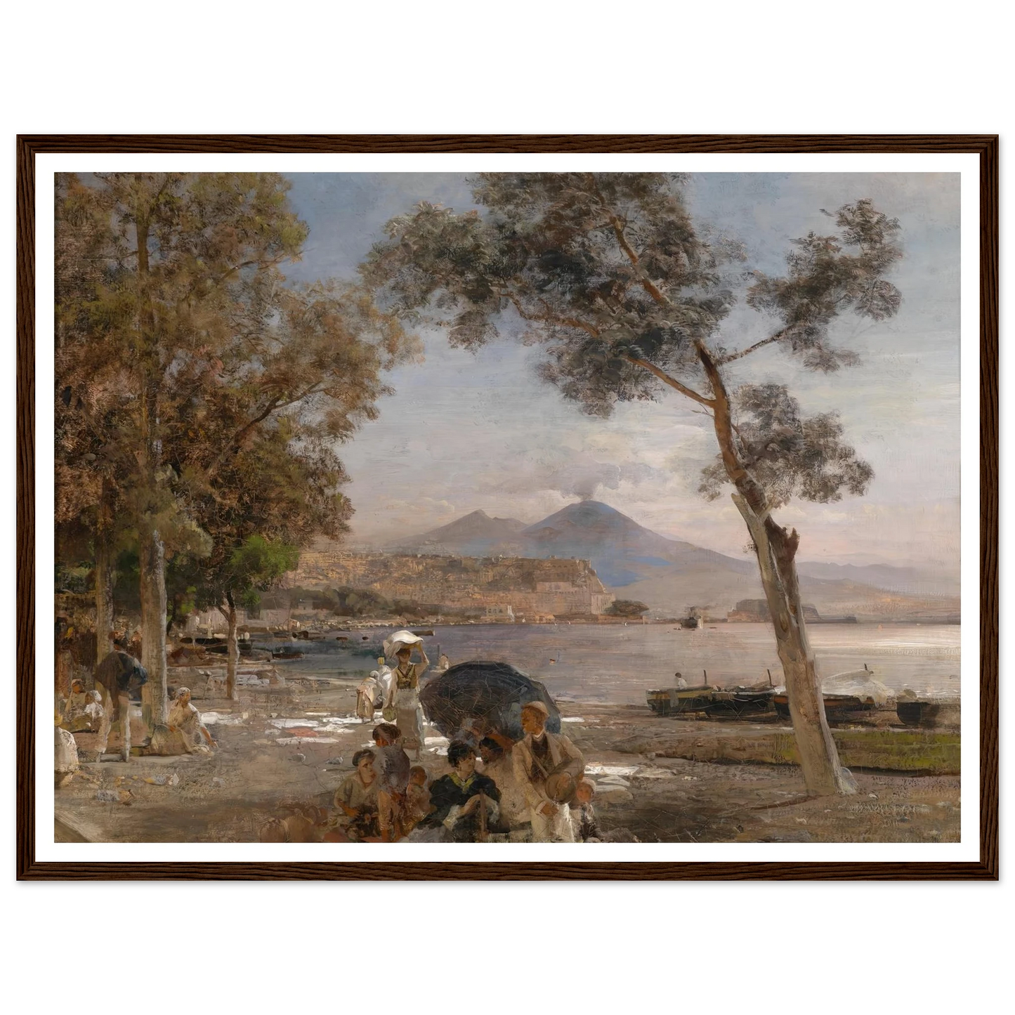 Abendstimmung am Golf von Neapel Art Print | Oswald Achenbach - Framed Poster - 30x40 cm / 12x16″ - Black frame