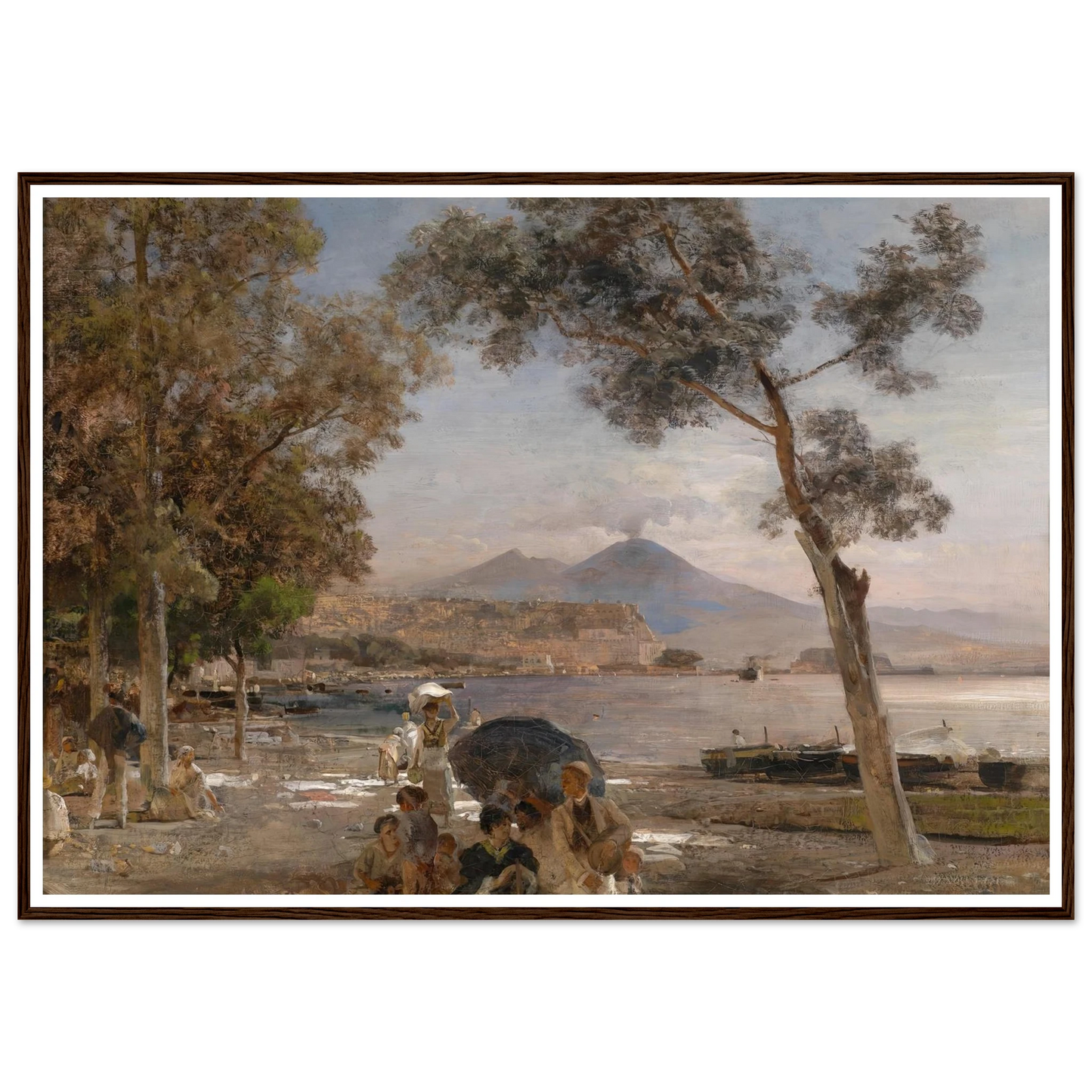 Abendstimmung am Golf von Neapel Art Print | Oswald Achenbach - Framed Poster - 30x40 cm / 12x16″ - Black frame