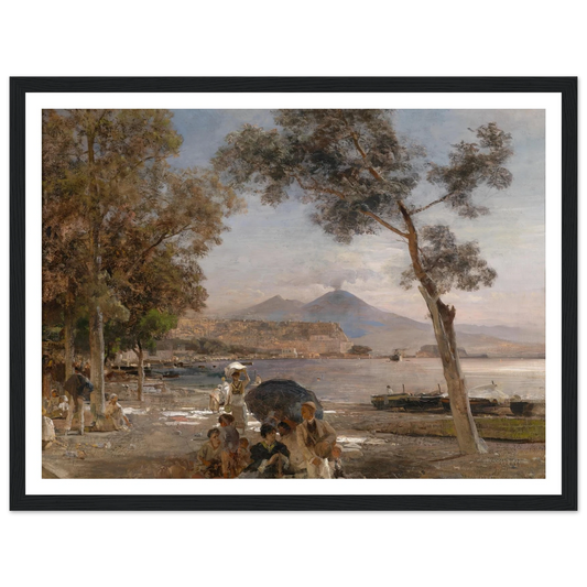 Abendstimmung am Golf von Neapel Art Print | Oswald Achenbach - Framed Poster - 30x40 cm / 12x16″ - Black frame
