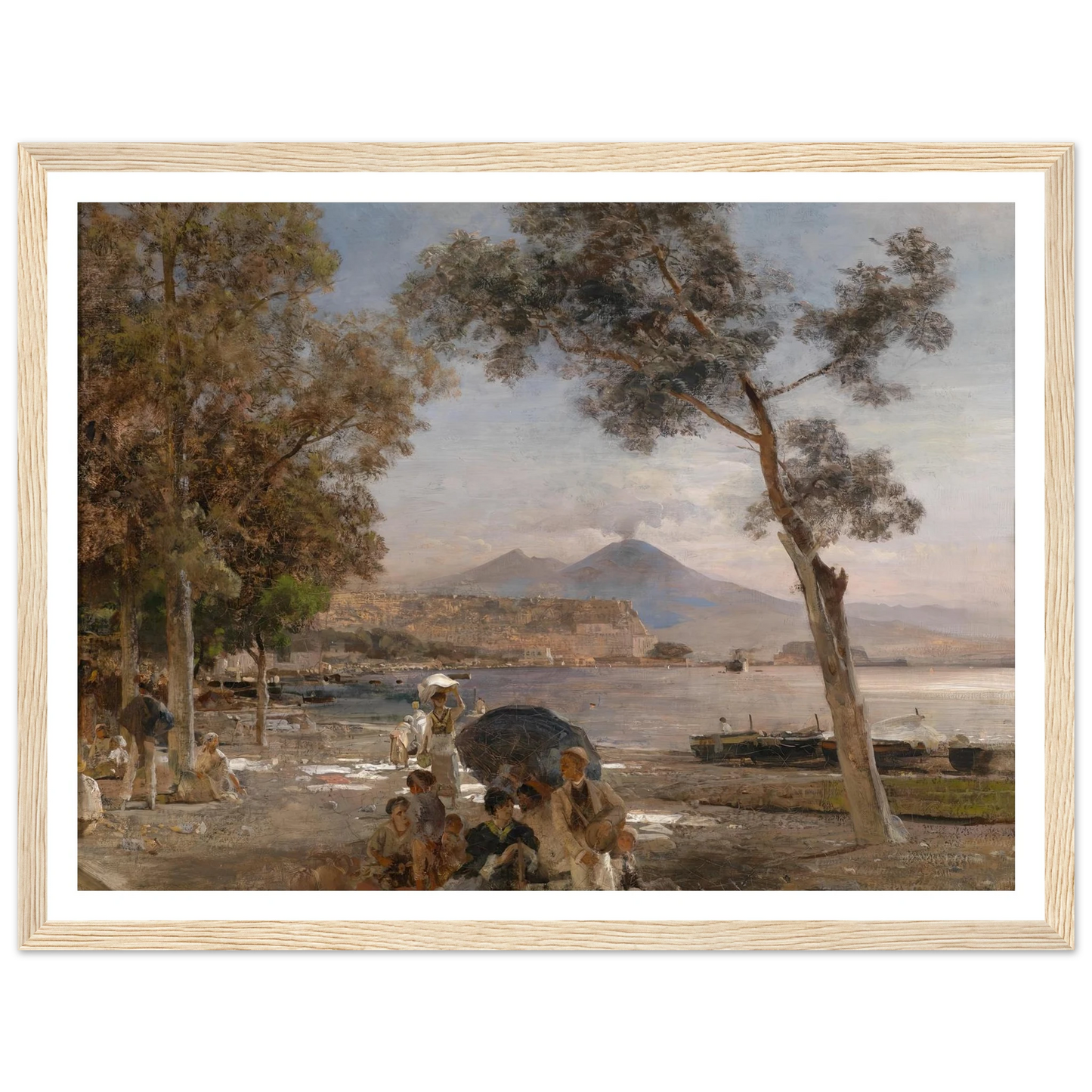 Abendstimmung am Golf von Neapel Art Print | Oswald Achenbach - Framed Poster - 30x40 cm / 12x16″ - Black frame