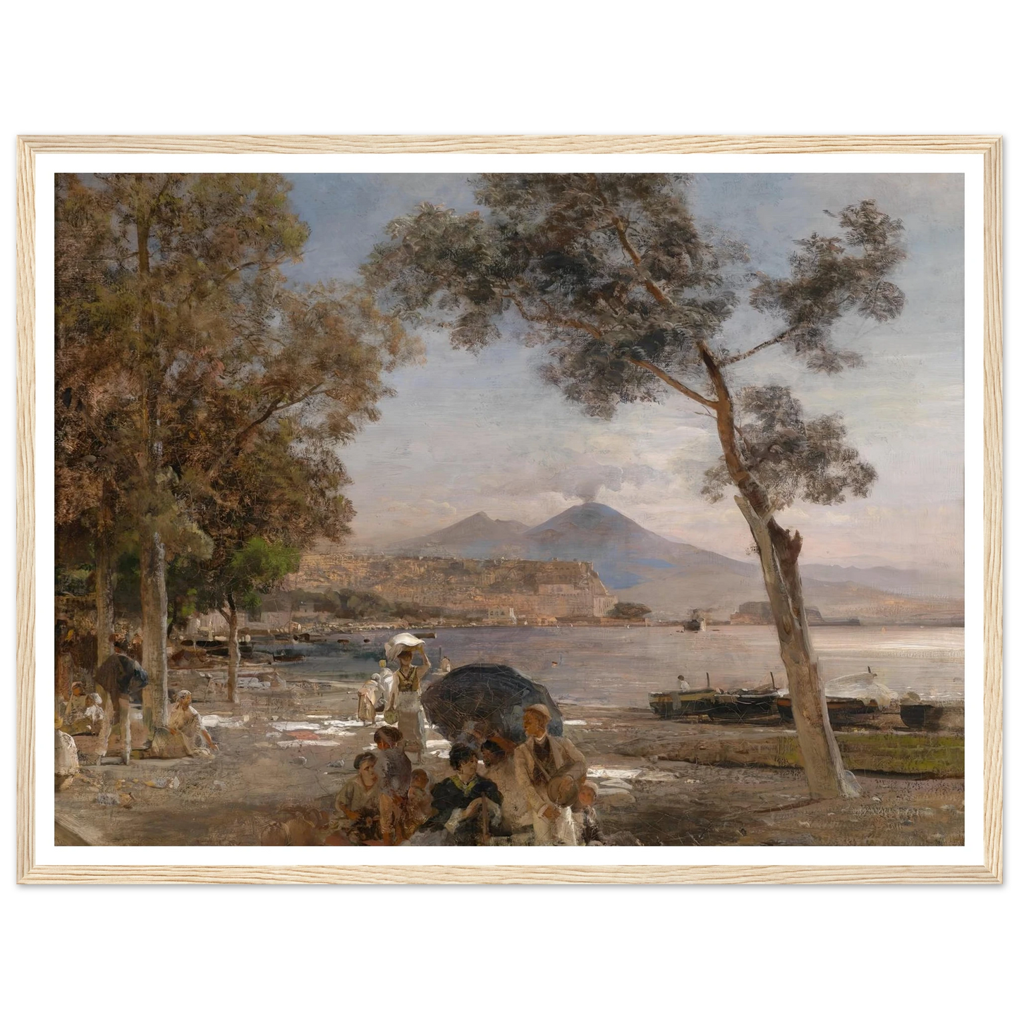 Abendstimmung am Golf von Neapel Art Print | Oswald Achenbach - Framed Poster - 30x40 cm / 12x16″ - Black frame