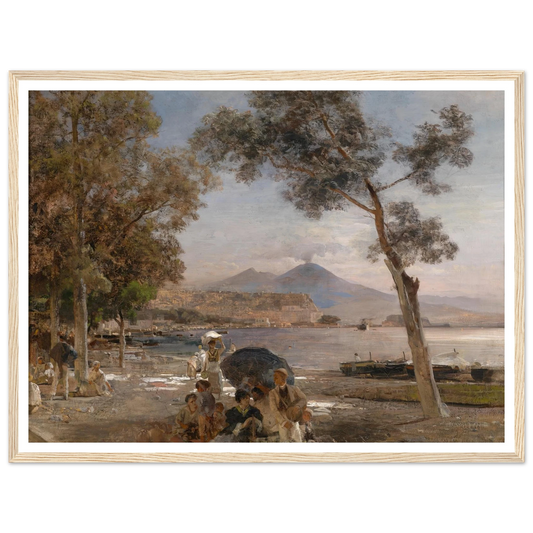 Abendstimmung am Golf von Neapel Art Print | Oswald Achenbach - Framed Poster - 30x40 cm / 12x16″ - Black frame