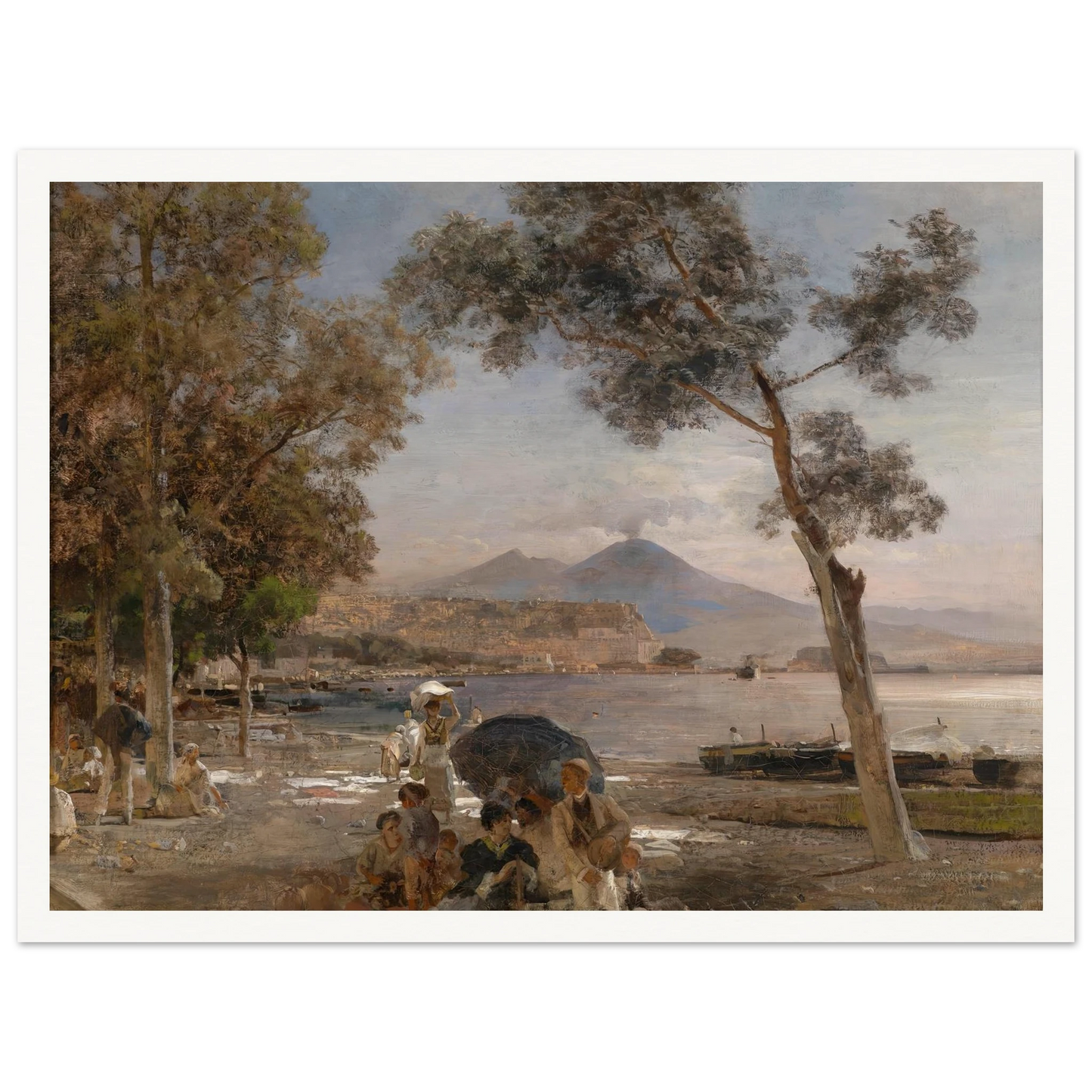 Abendstimmung am Golf von Neapel Art Print | Oswald Achenbach - Framed Poster - 30x40 cm / 12x16″ - Black frame