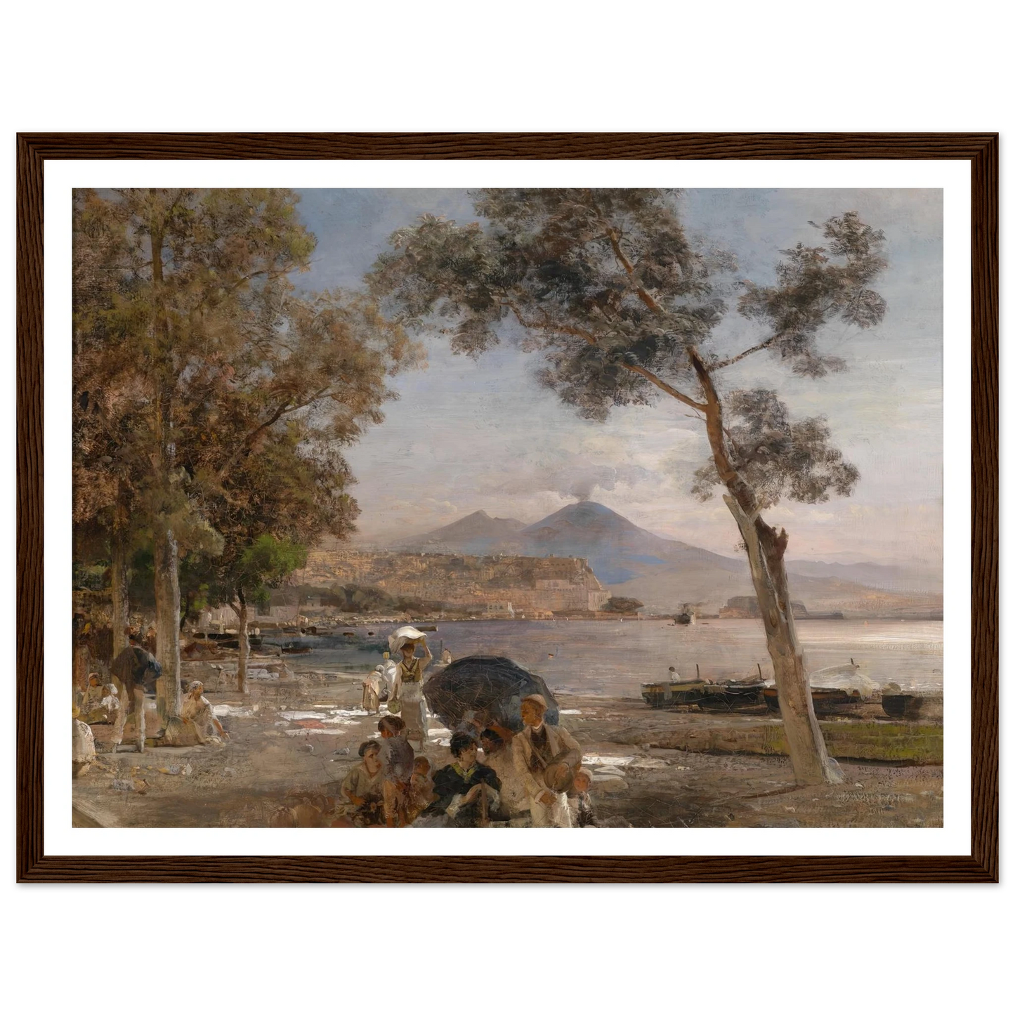 Abendstimmung am Golf von Neapel Art Print | Oswald Achenbach - Framed Poster - 30x40 cm / 12x16″ - Black frame