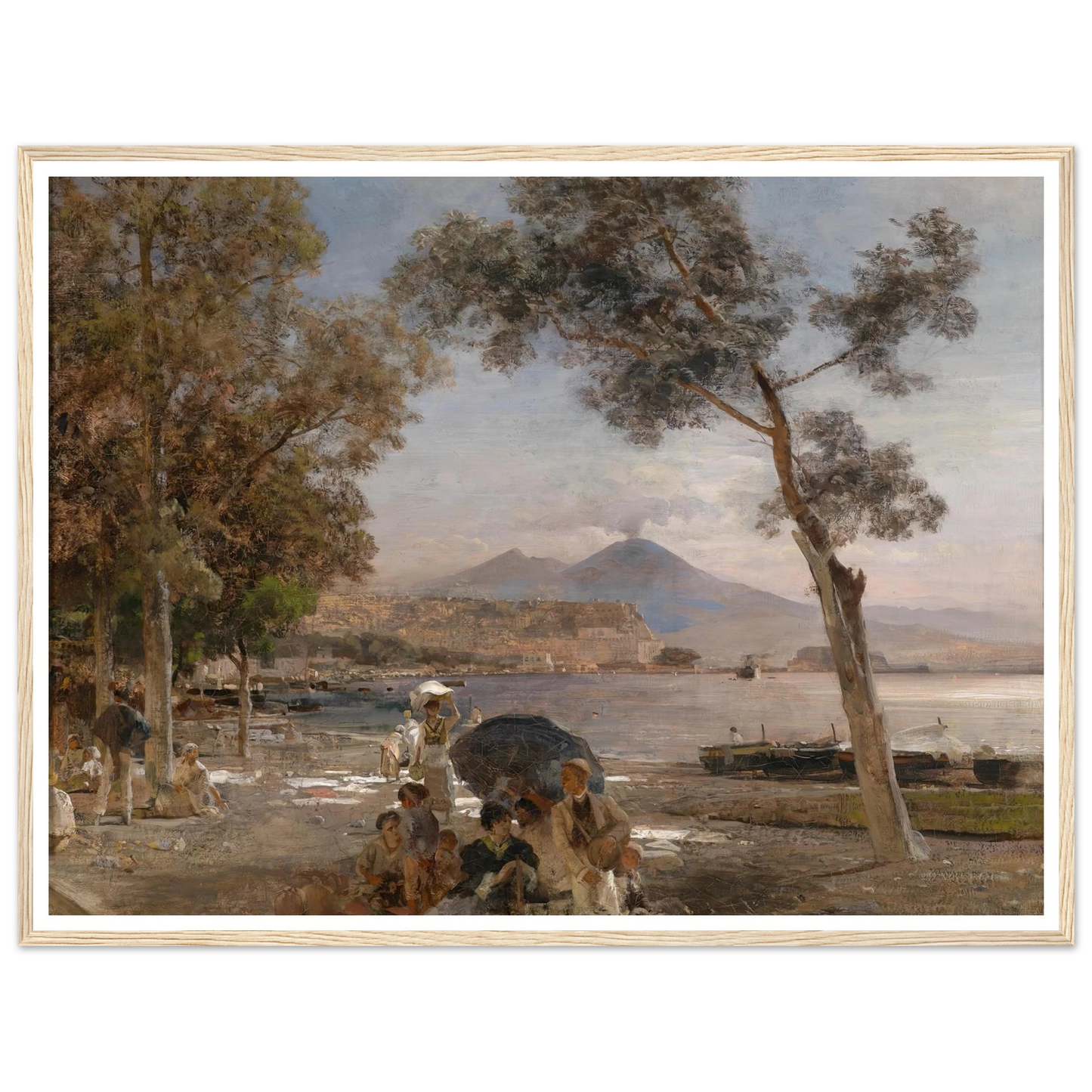 Abendstimmung am Golf von Neapel Art Print | Oswald Achenbach - Framed Poster - 30x40 cm / 12x16″ - Black frame