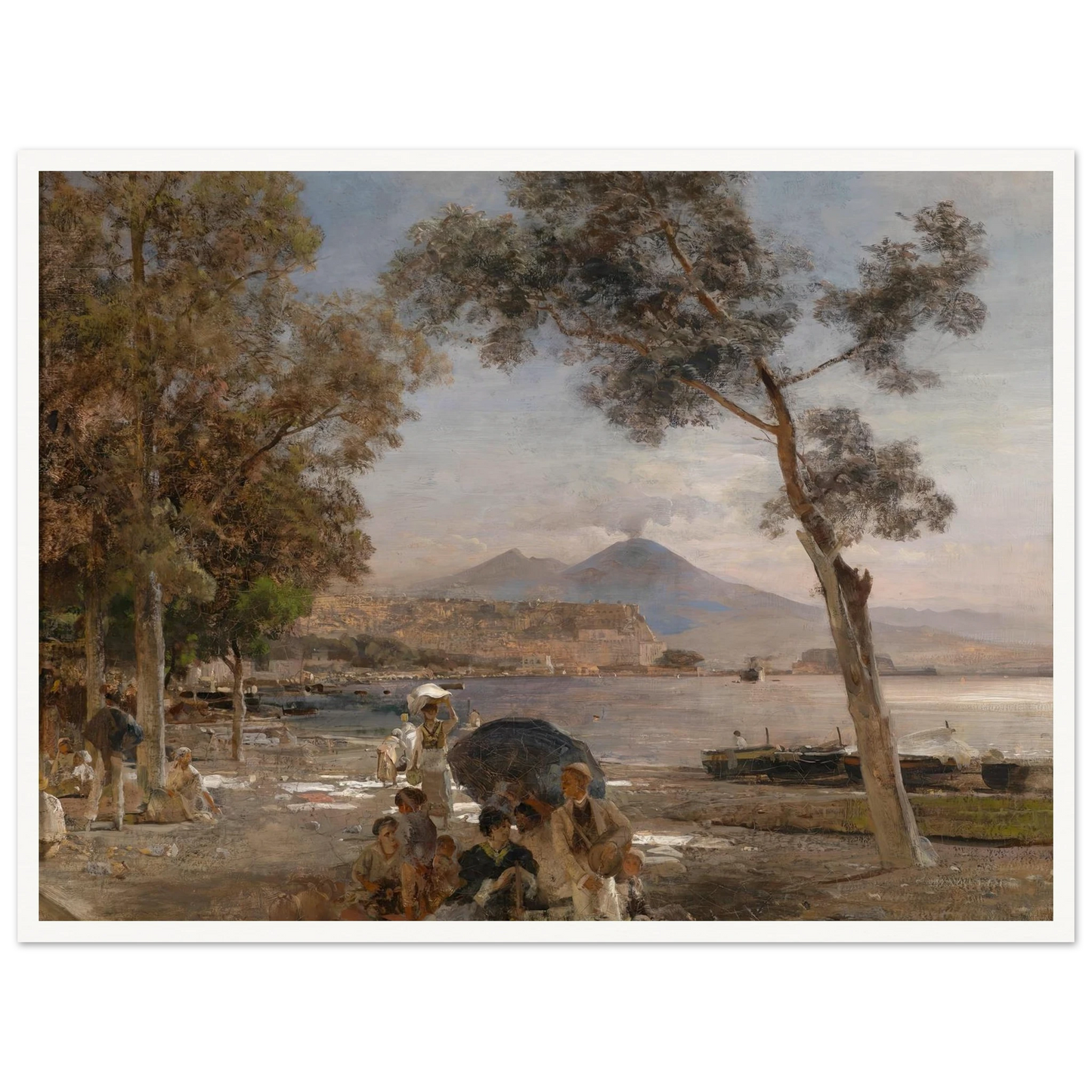 Abendstimmung am Golf von Neapel Art Print | Oswald Achenbach - Framed Poster - 30x40 cm / 12x16″ - Black frame