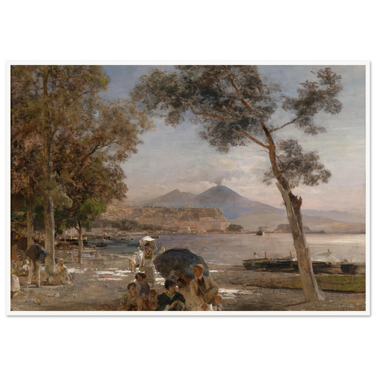 Abendstimmung am Golf von Neapel Art Print | Oswald Achenbach - Framed Poster - 30x40 cm / 12x16″ - Black frame