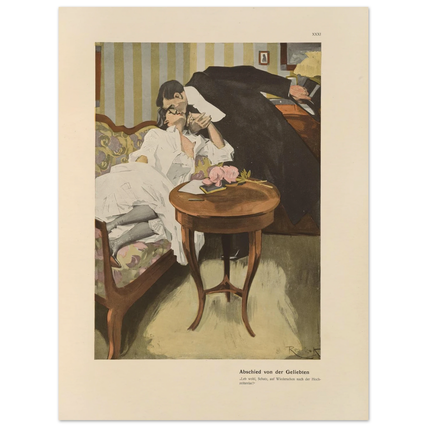 Abschied von der Geliebten (1908) Art Print | Ferdinand Freiherr von Reznicek - Framed Poster - 30x40 cm / 12x16″ - Black frame