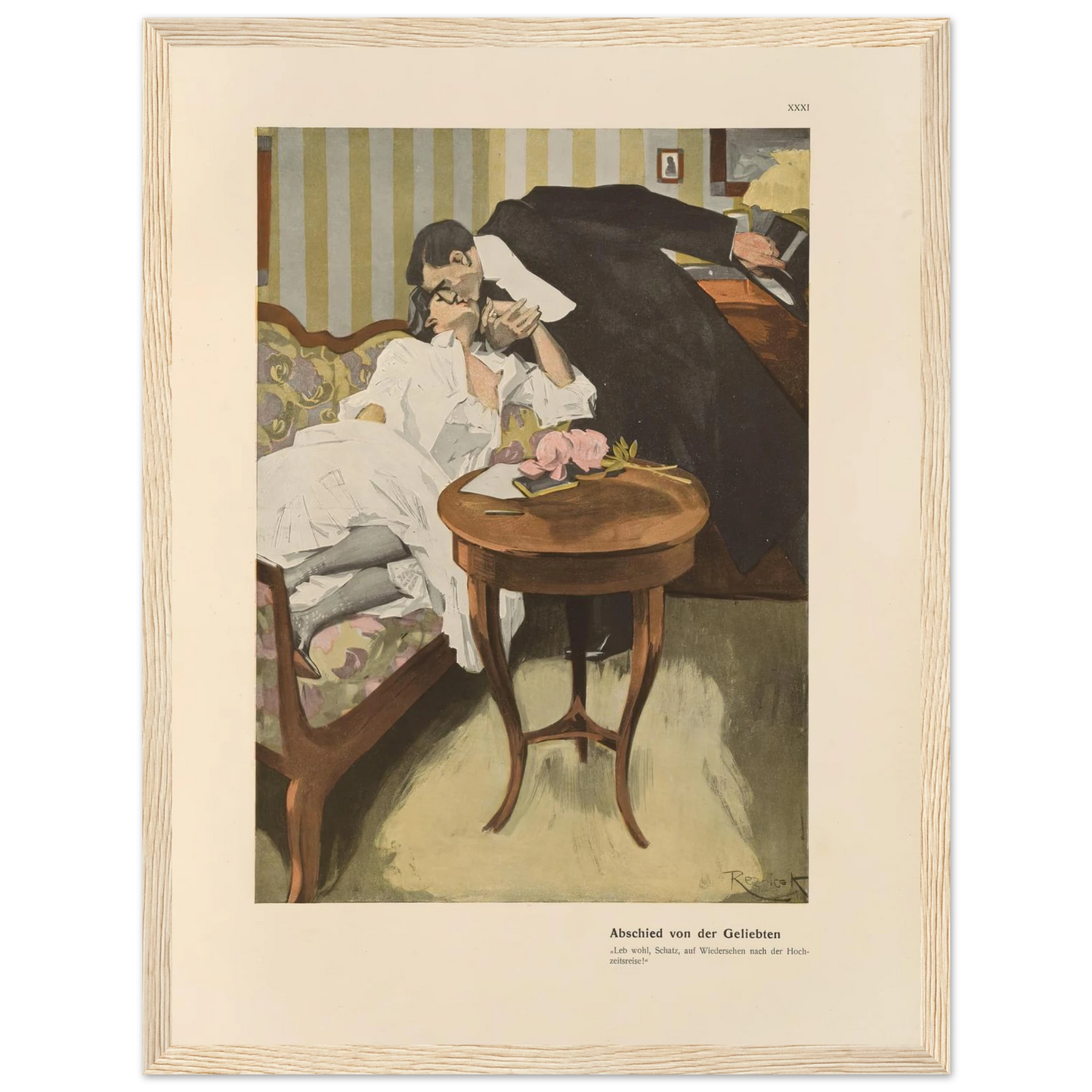 Abschied von der Geliebten (1908) Art Print | Ferdinand Freiherr von Reznicek - Framed Poster - 30x40 cm / 12x16″ - Black frame