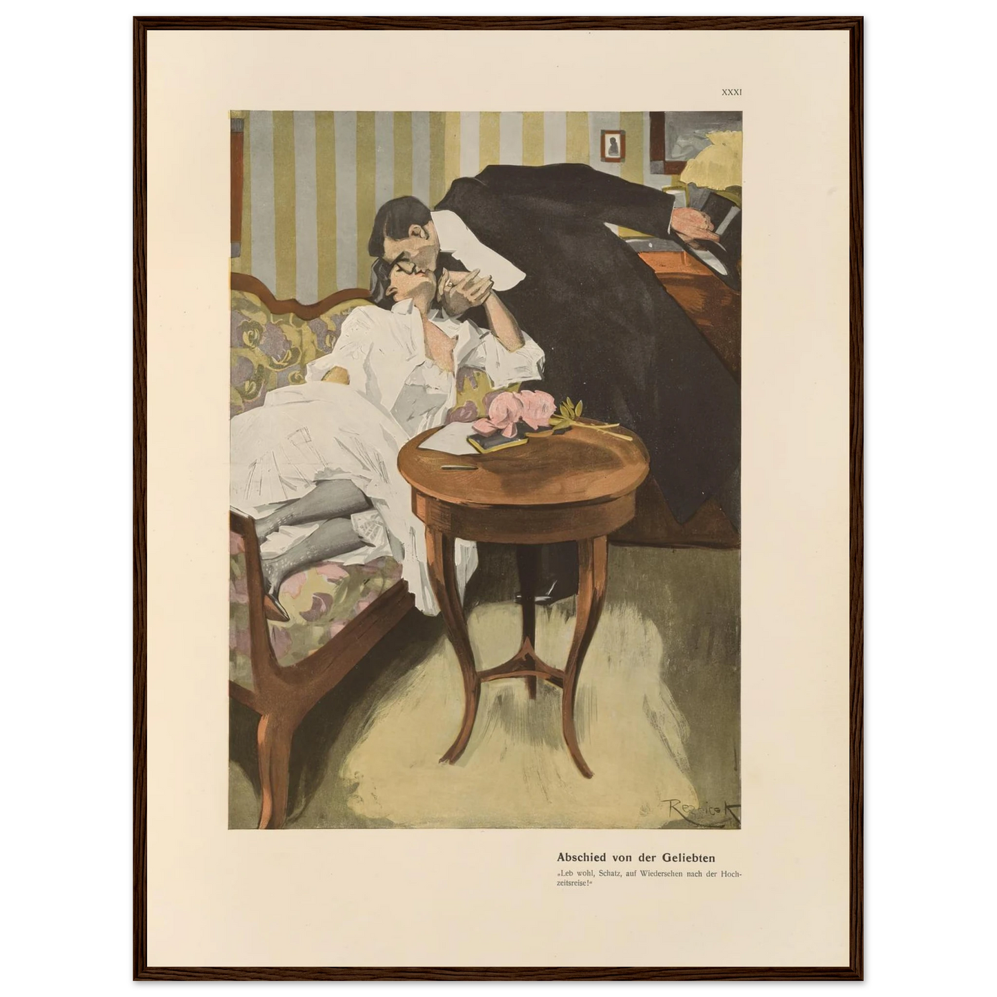 Abschied von der Geliebten (1908) Art Print | Ferdinand Freiherr von Reznicek - Framed Poster - 30x40 cm / 12x16″ - Black frame