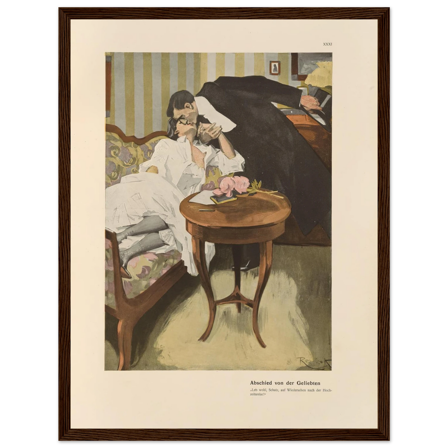 Abschied von der Geliebten (1908) Art Print | Ferdinand Freiherr von Reznicek - Framed Poster - 30x40 cm / 12x16″ - Black frame