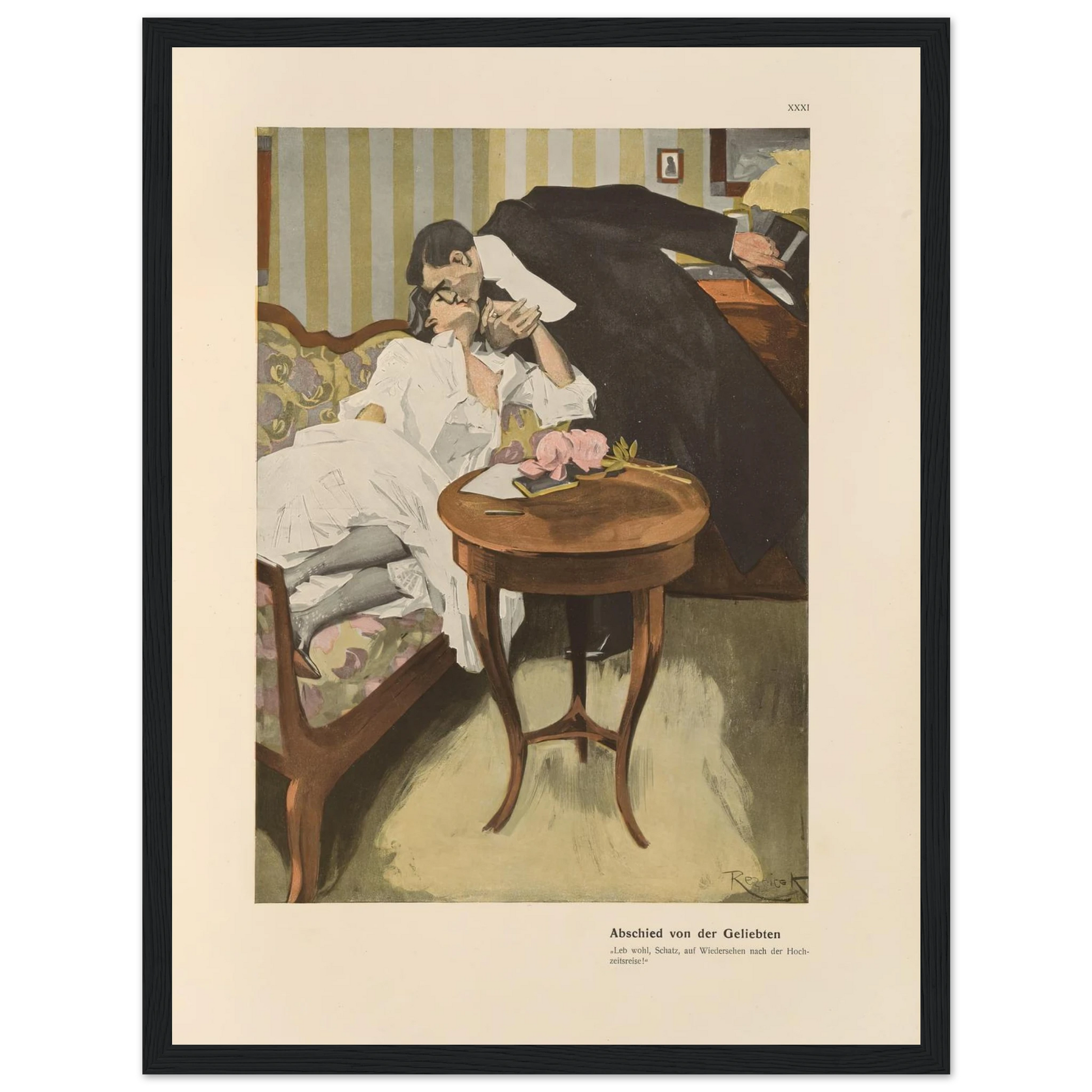 Abschied von der Geliebten (1908) Art Print | Ferdinand Freiherr von Reznicek - Framed Poster - 30x40 cm / 12x16″ - Black frame