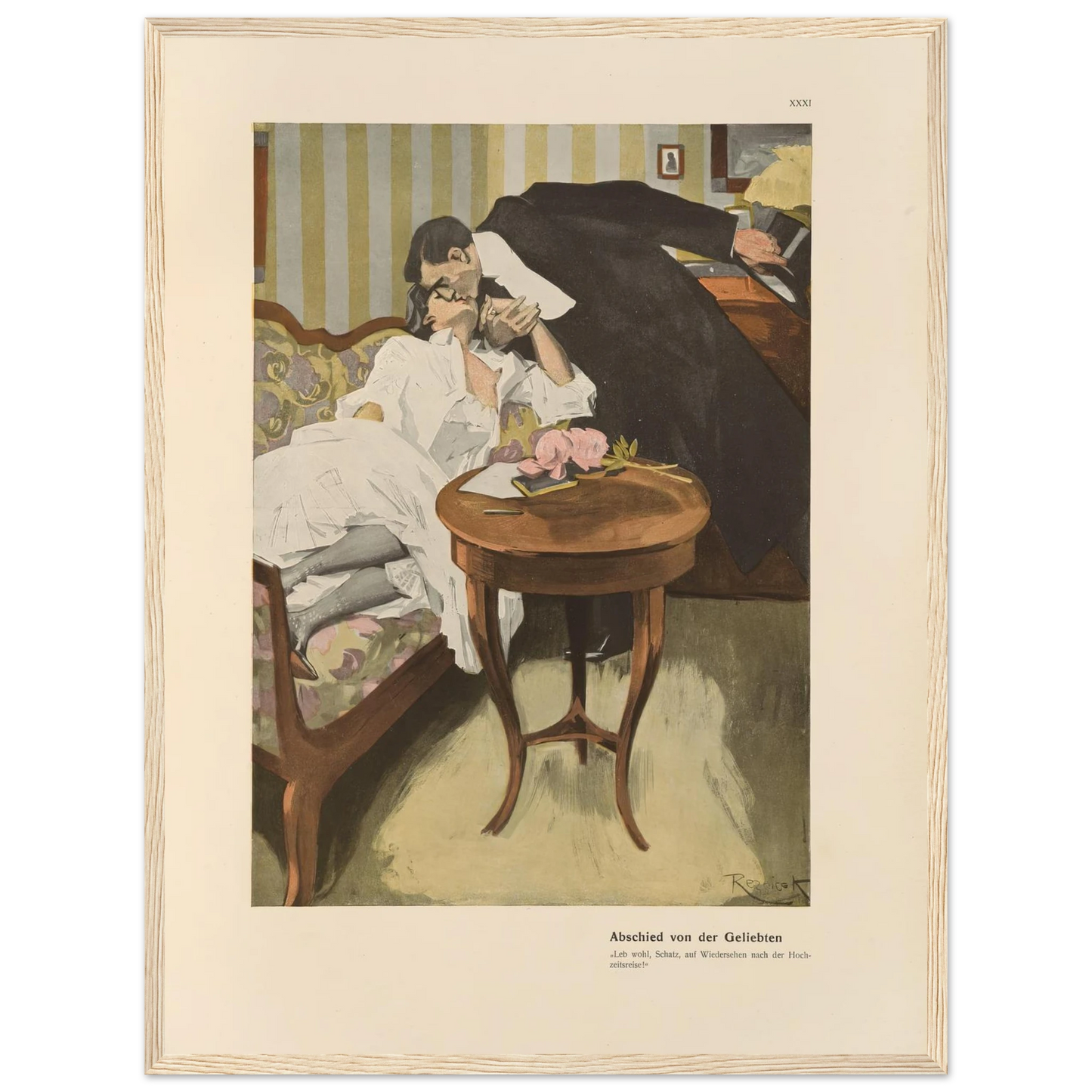 Abschied von der Geliebten (1908) Art Print | Ferdinand Freiherr von Reznicek - Framed Poster - 30x40 cm / 12x16″ - Black frame