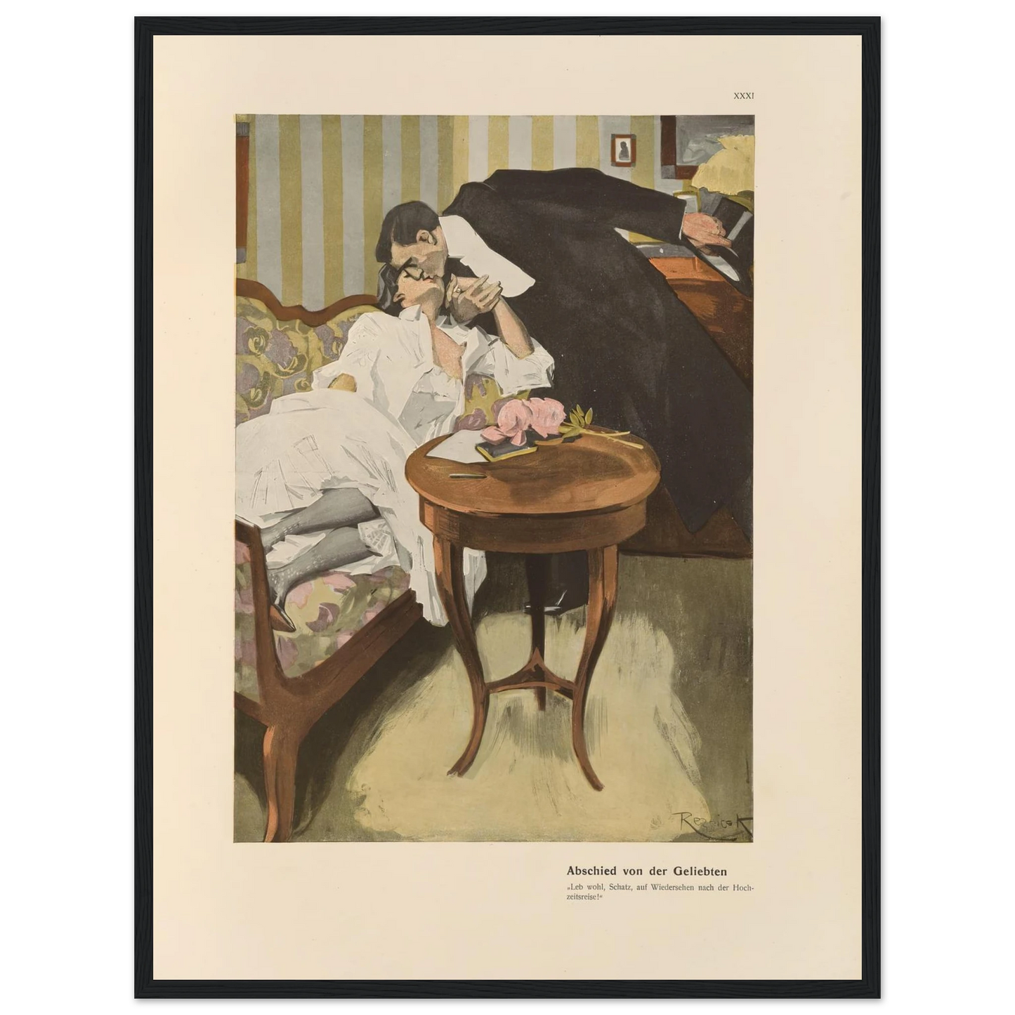 Abschied von der Geliebten (1908) Art Print | Ferdinand Freiherr von Reznicek - Framed Poster - 30x40 cm / 12x16″ - Black frame
