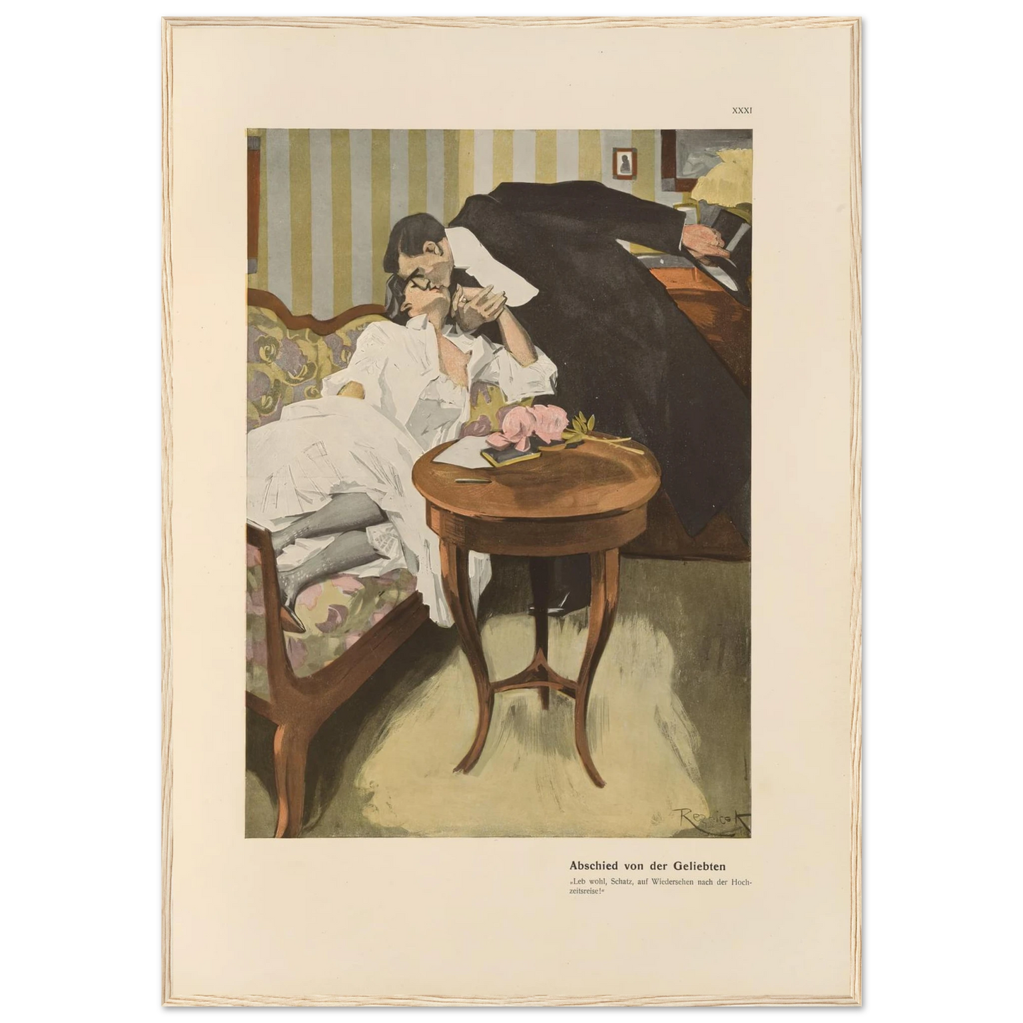 Abschied von der Geliebten (1908) Art Print | Ferdinand Freiherr von Reznicek - Framed Poster - 30x40 cm / 12x16″ - Black frame