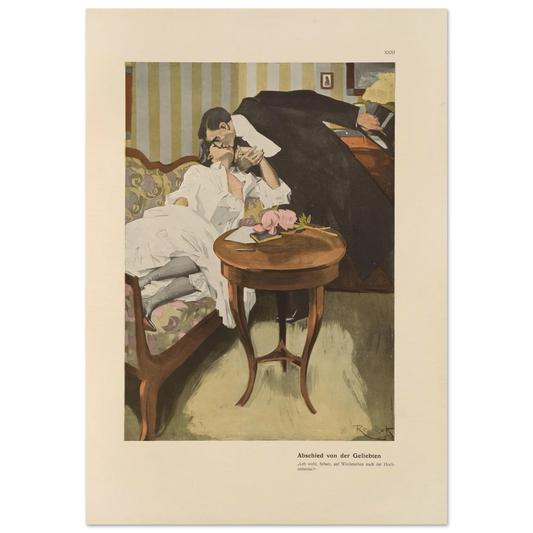 Abschied von der Geliebten (1908) Art Print | Ferdinand Freiherr von Reznicek - Framed Poster - 30x40 cm / 12x16″ - Black frame