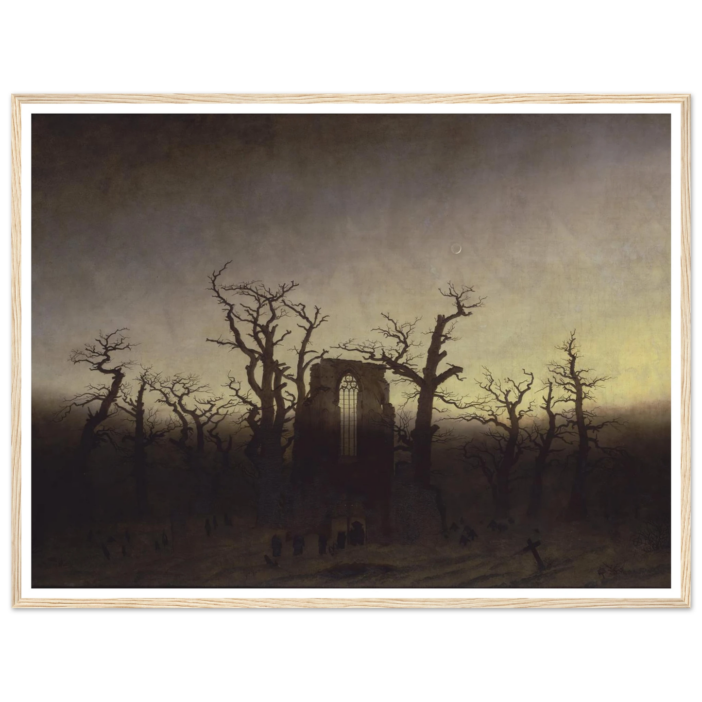 Abtei im Eichwald Art Print | Caspar David Friedrich - Framed Poster - 30x40 cm / 12x16″ - Black frame