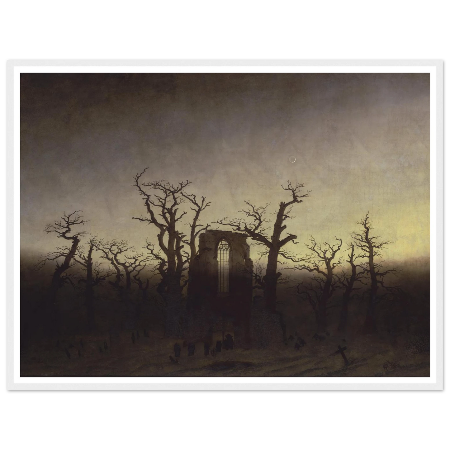 Abtei im Eichwald Art Print | Caspar David Friedrich - Framed Poster - 30x40 cm / 12x16″ - Black frame
