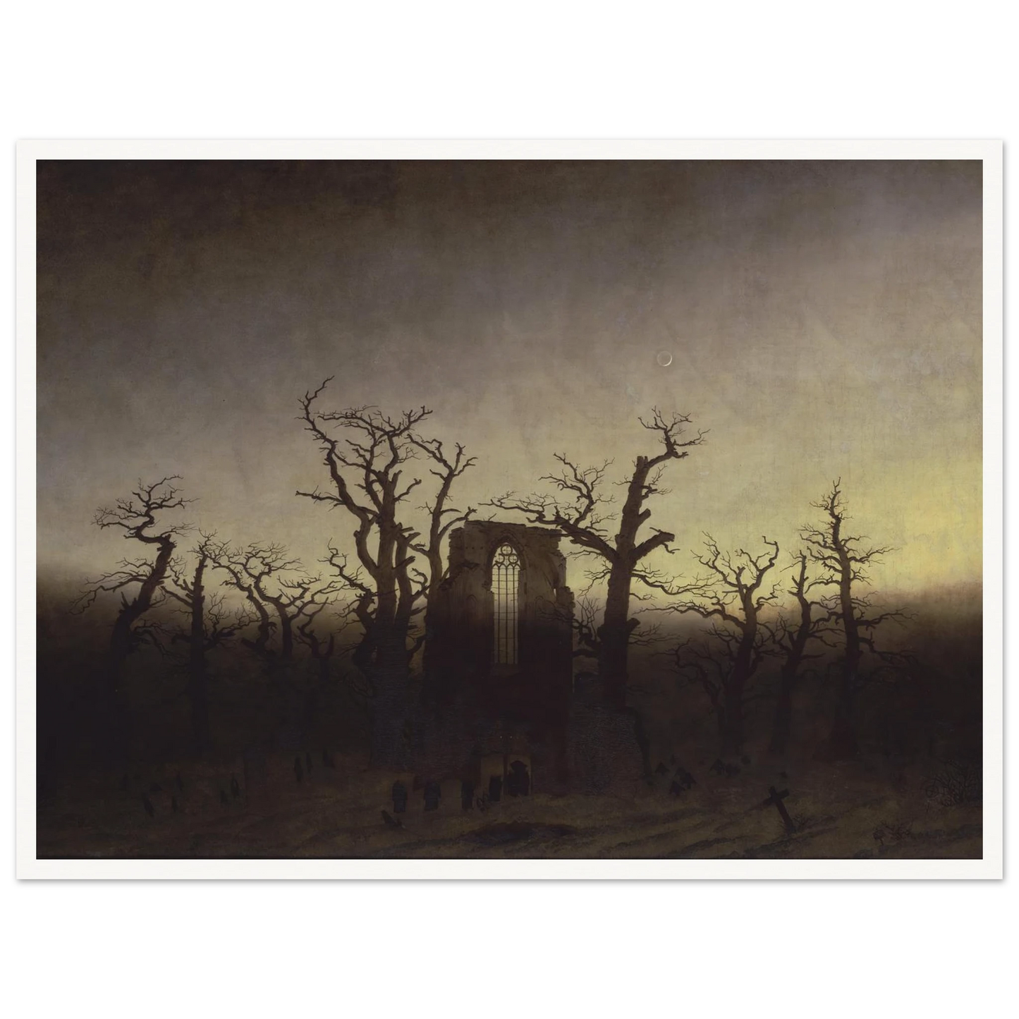 Abtei im Eichwald Art Print | Caspar David Friedrich - Framed Poster - 30x40 cm / 12x16″ - Black frame