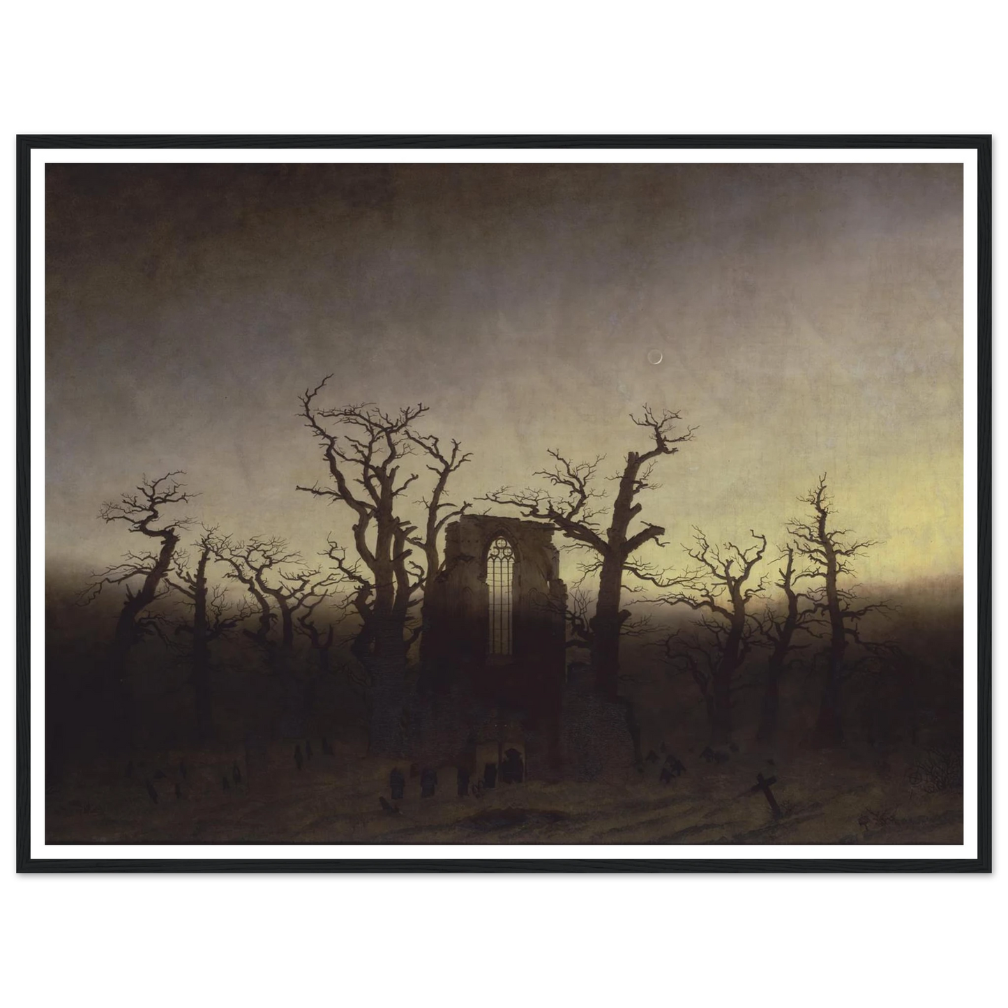 Abtei im Eichwald Art Print | Caspar David Friedrich - Framed Poster - 30x40 cm / 12x16″ - Black frame
