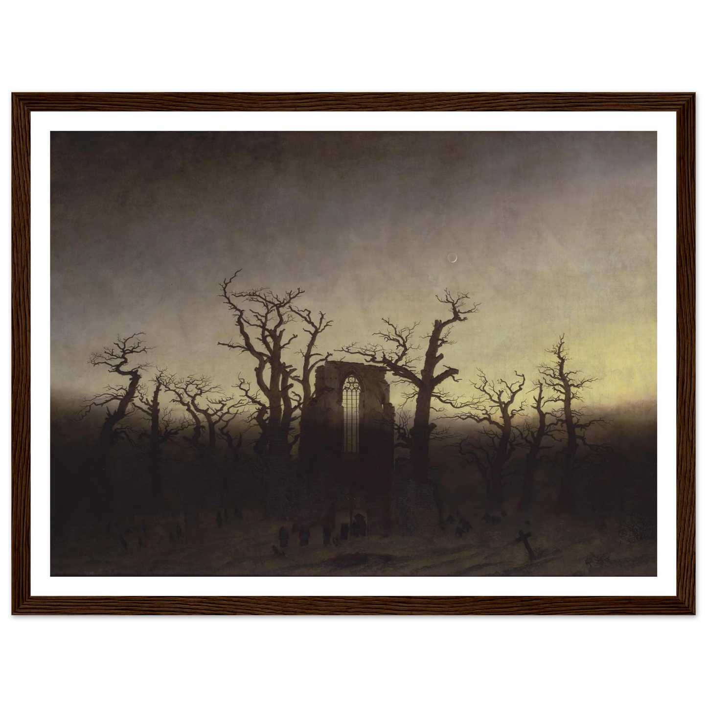 Abtei im Eichwald Art Print | Caspar David Friedrich - Framed Poster - 30x40 cm / 12x16″ - Black frame