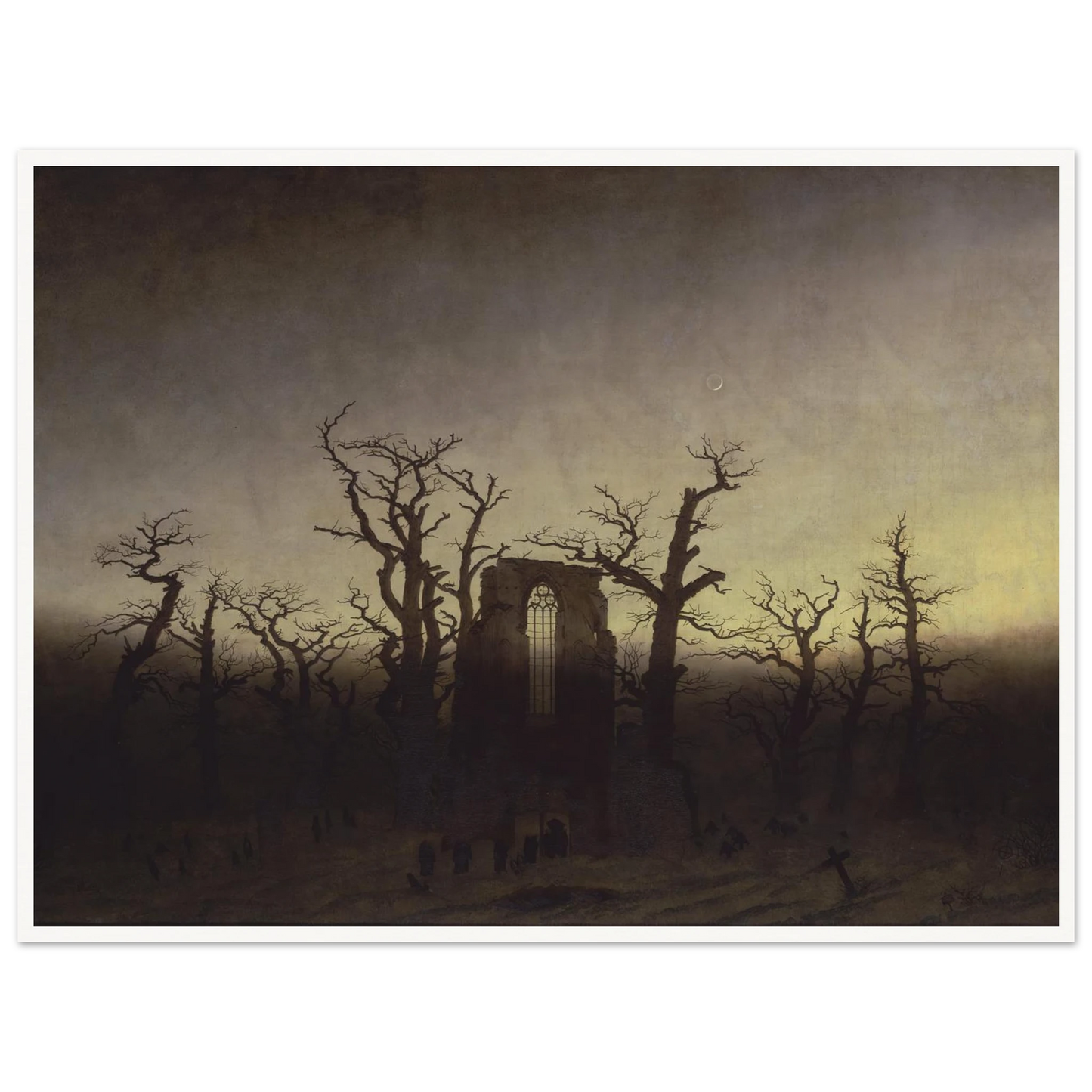 Abtei im Eichwald Art Print | Caspar David Friedrich - Framed Poster - 30x40 cm / 12x16″ - Black frame