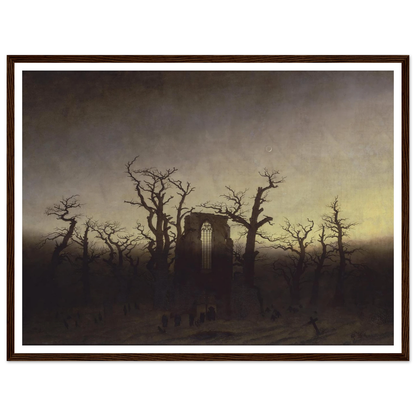 Abtei im Eichwald Art Print | Caspar David Friedrich - Framed Poster - 30x40 cm / 12x16″ - Black frame