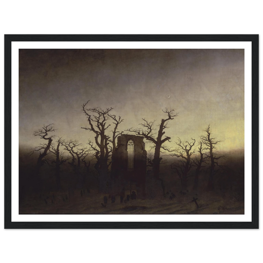 Abtei im Eichwald Art Print | Caspar David Friedrich - Framed Poster - 30x40 cm / 12x16″ - Black frame