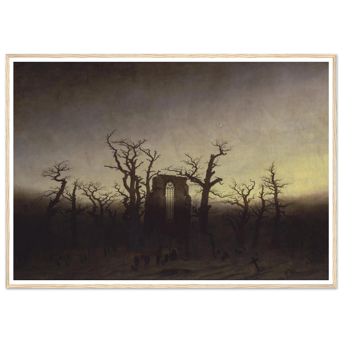 Abtei im Eichwald Art Print | Caspar David Friedrich - Framed Poster - 30x40 cm / 12x16″ - Black frame