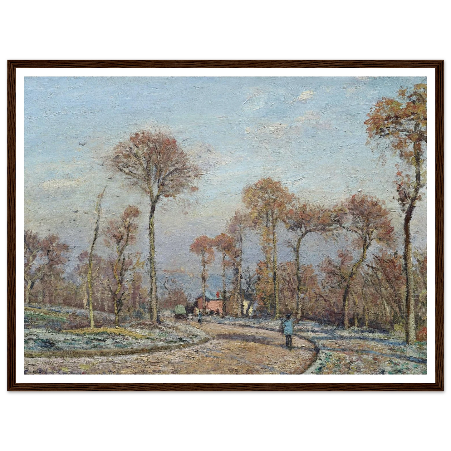 The Road to Versailles, Louveciennes,Morning Frost (1871) Art Print | Camille Pissarro-Quipham Collections