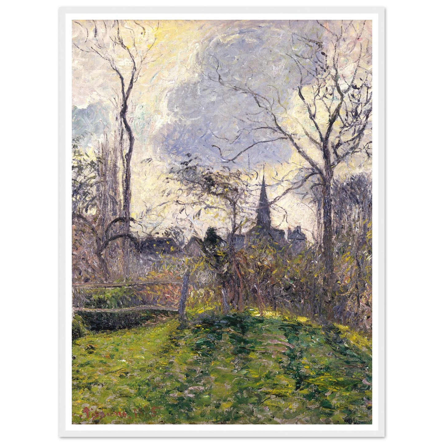 The Bell Tower of Bazincourt (1885) Art Print | Camille Pissarro-Quipham Collections