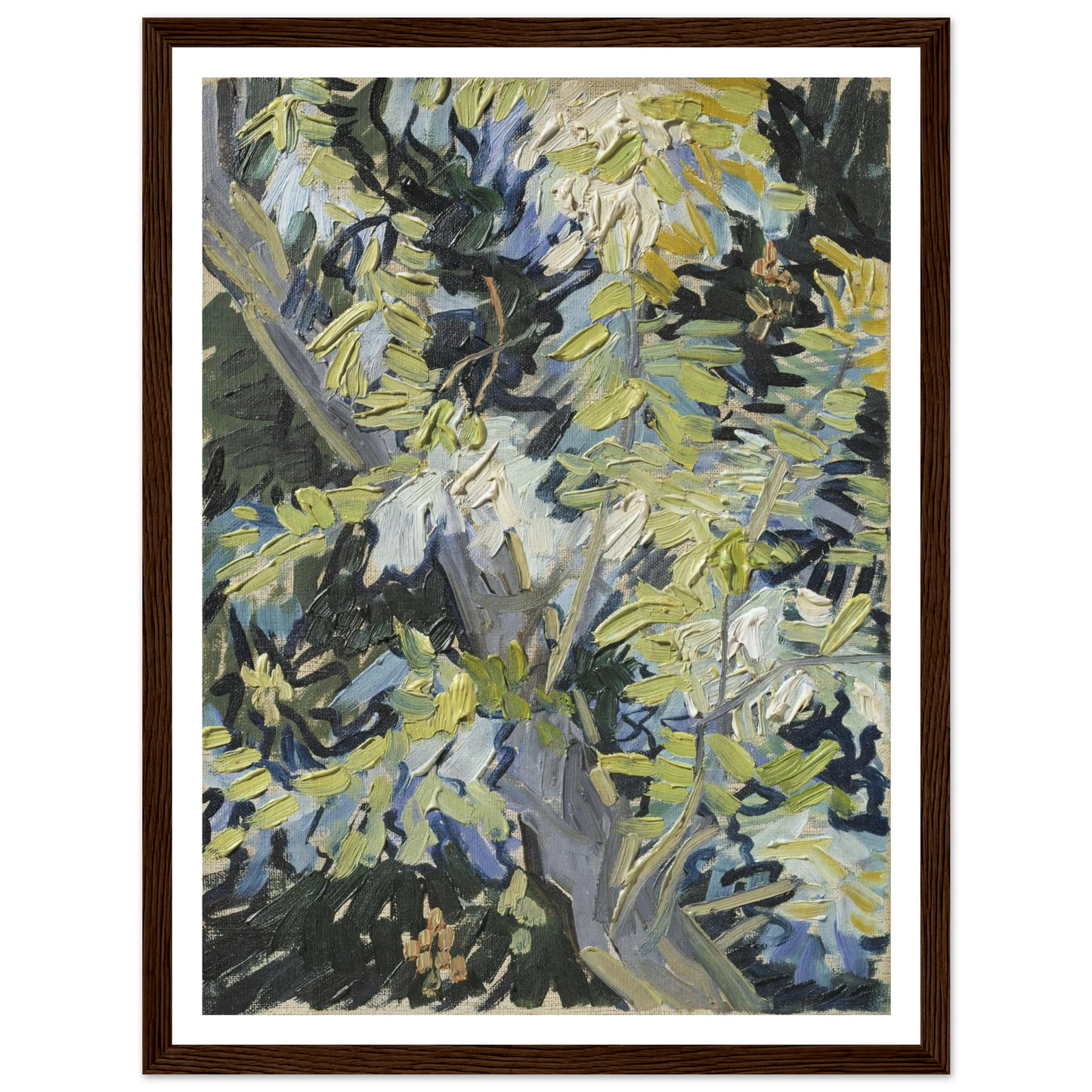 Acacia in Flowers Art Print | Vincent van Gogh - Framed Poster - 30x40 cm / 12x16″ - Black frame
