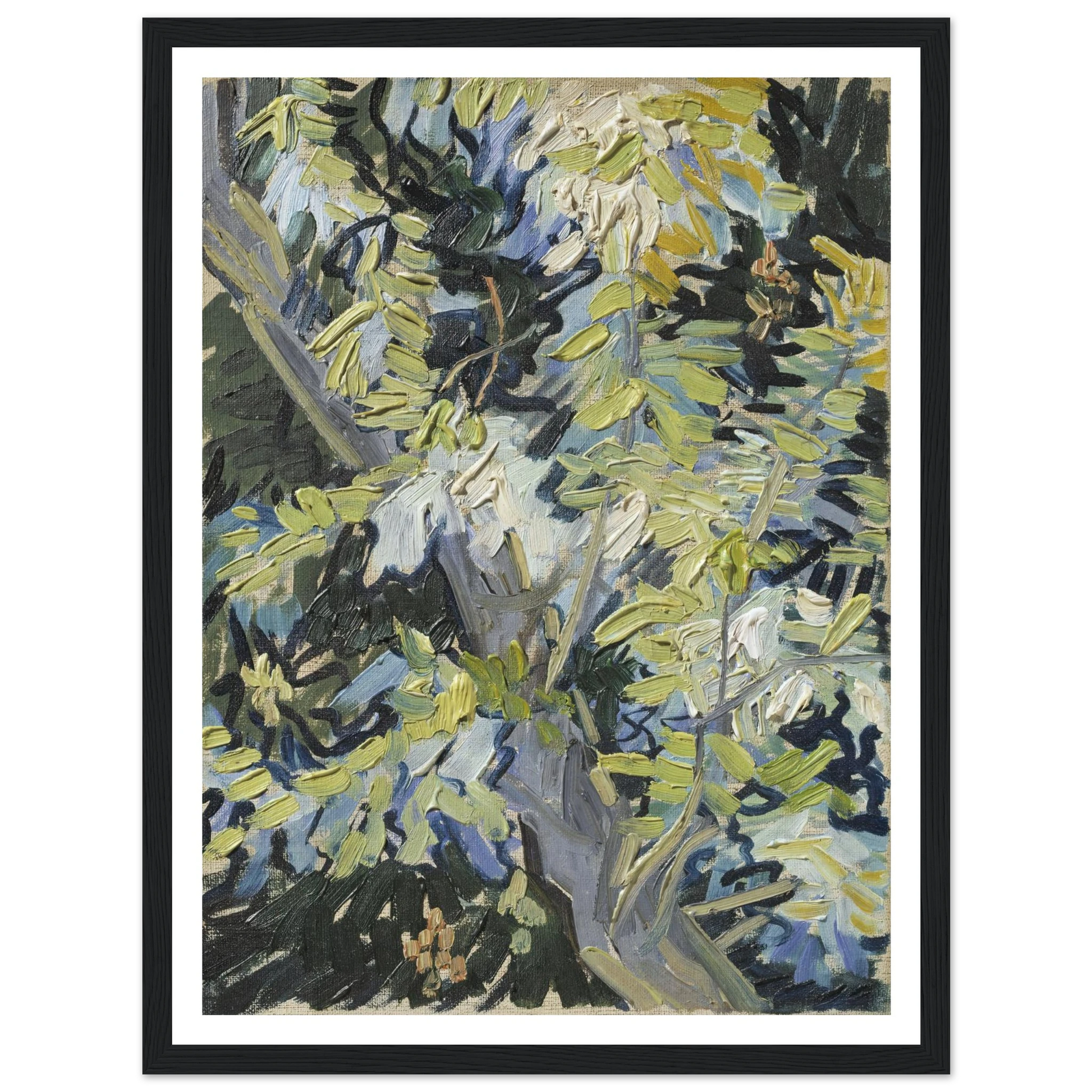 Acacia in Flowers Art Print | Vincent van Gogh - Framed Poster - 30x40 cm / 12x16″ - Black frame