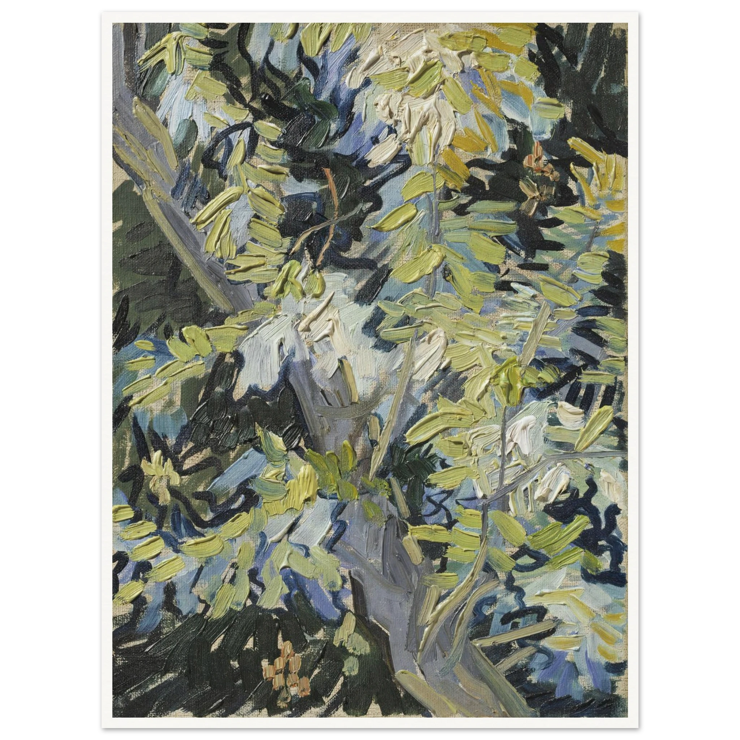Acacia in Flowers Art Print | Vincent van Gogh - Framed Poster - 30x40 cm / 12x16″ - Black frame