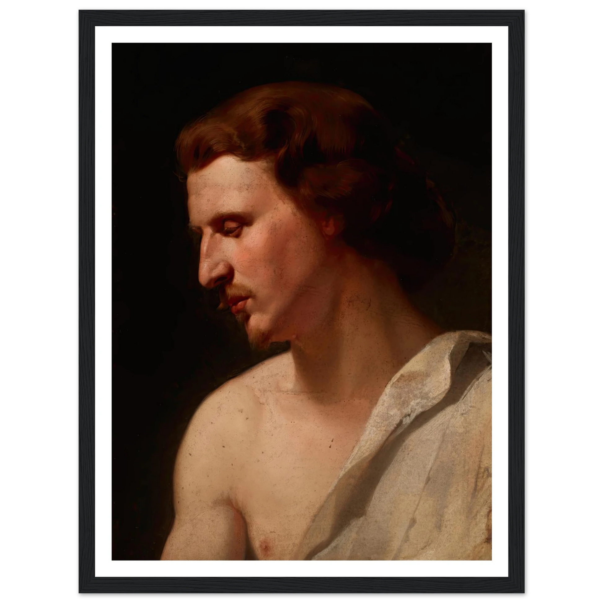 Academic study – young man (1859) Art Print | Jan Matejko - Framed Poster - 30x40 cm / 12x16″ - Black frame